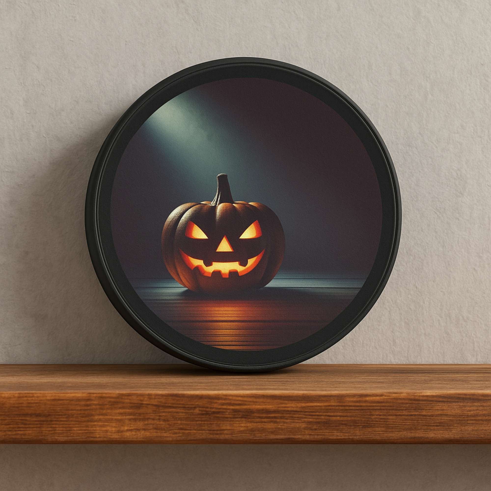 Jack O Lantern Hockey Puck Regulation 6 oz Rubber Spooky Pumpkin Ice Rink Design Halloween Unique Gift for Players and Fans product thumbnail image Jack O Lantern Hockey Puck Regulation 6 oz Rubber Spooky Pumpkin Ice Rink Design Halloween Unique Gift for Players and Fans product thumbnail image