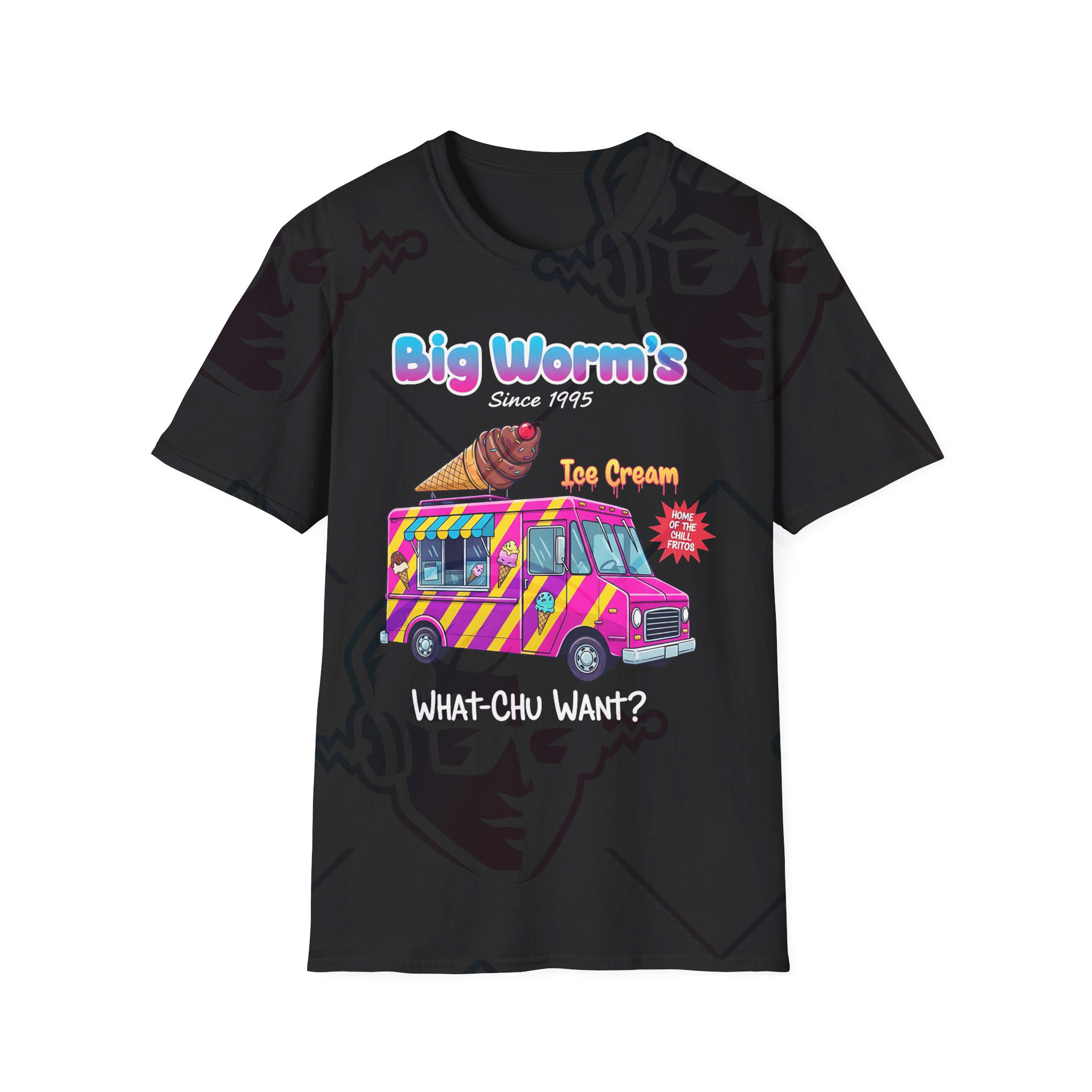 🍦🚚 Big Worm’s Ice Cream Truck T-Shirt – “What’Chu Want?” 90s LA Street Style Tee 🍦🚚 product thumbnail image