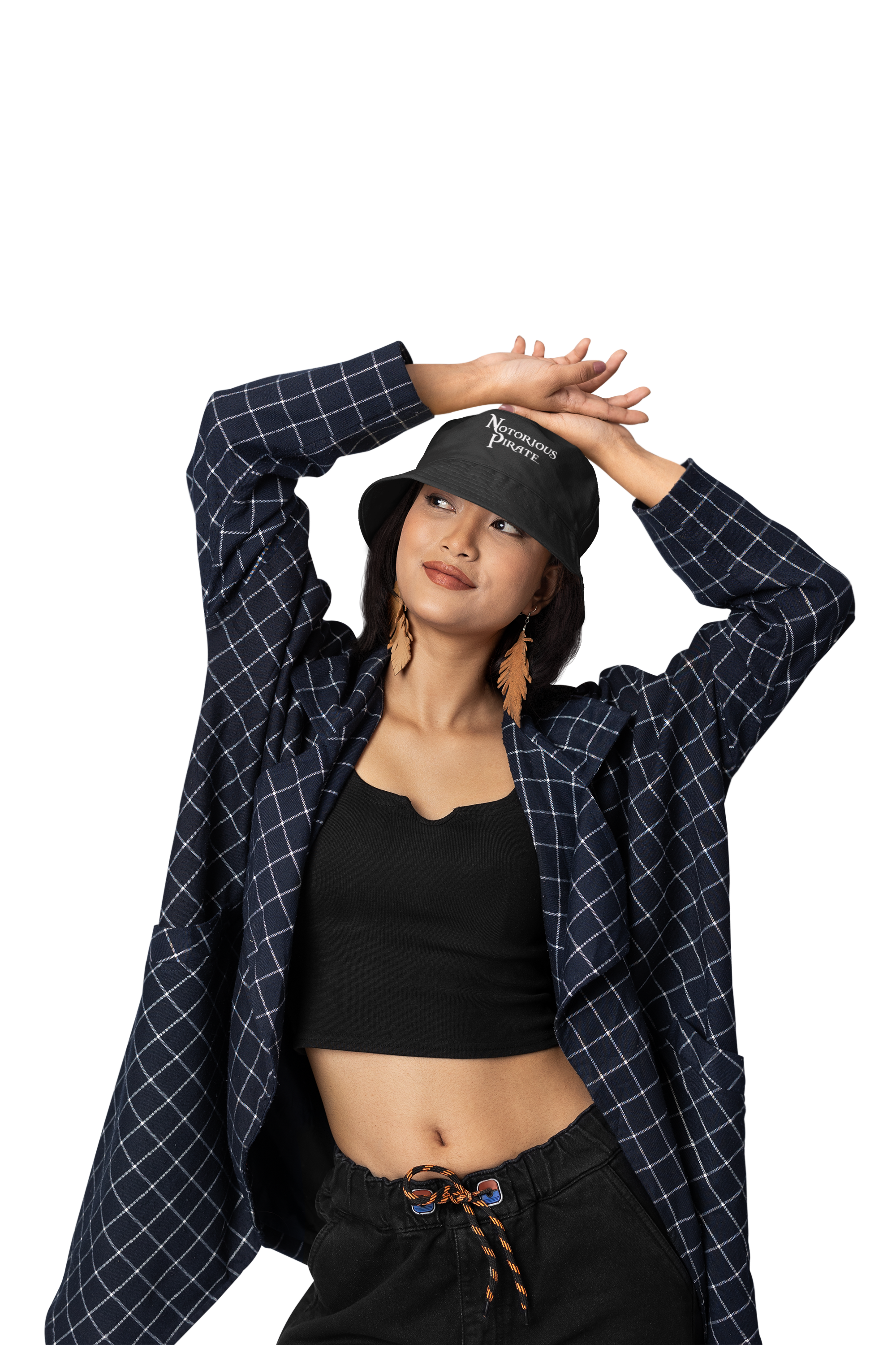 Black Notorious Pirate Embroidered Bucket Hat - Trendy Accessory for Beach Days, Summer Festivals, Casual Outings, Pirate Parties, Gift Idea product thumbnail image Black Notorious Pirate Embroidered Bucket Hat - Trendy Accessory for Beach Days, Summer Festivals, Casual Outings, Pirate Parties, Gift Idea product thumbnail image