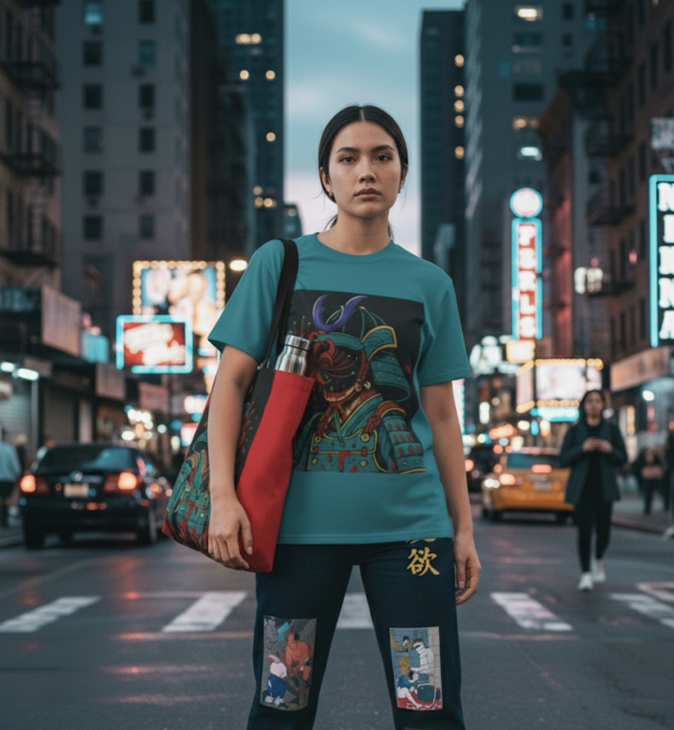 see no evil Samurai Tote Bag, AOP, Unique Gift for Anime Lovers, Stylish Shopping Bag, Perfect for Casual Outings, Red and Bold Design product thumbnail image