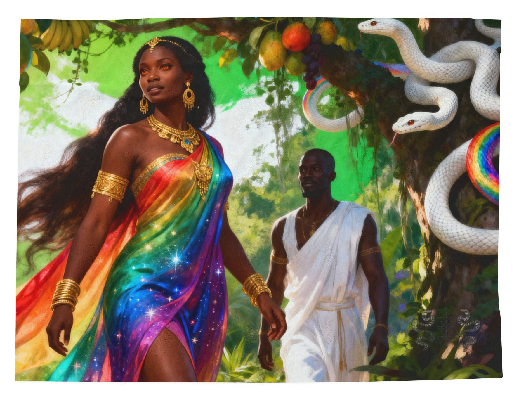 Throw Blanket - Damballah and Ayida Wedo Serpent Spirits Design