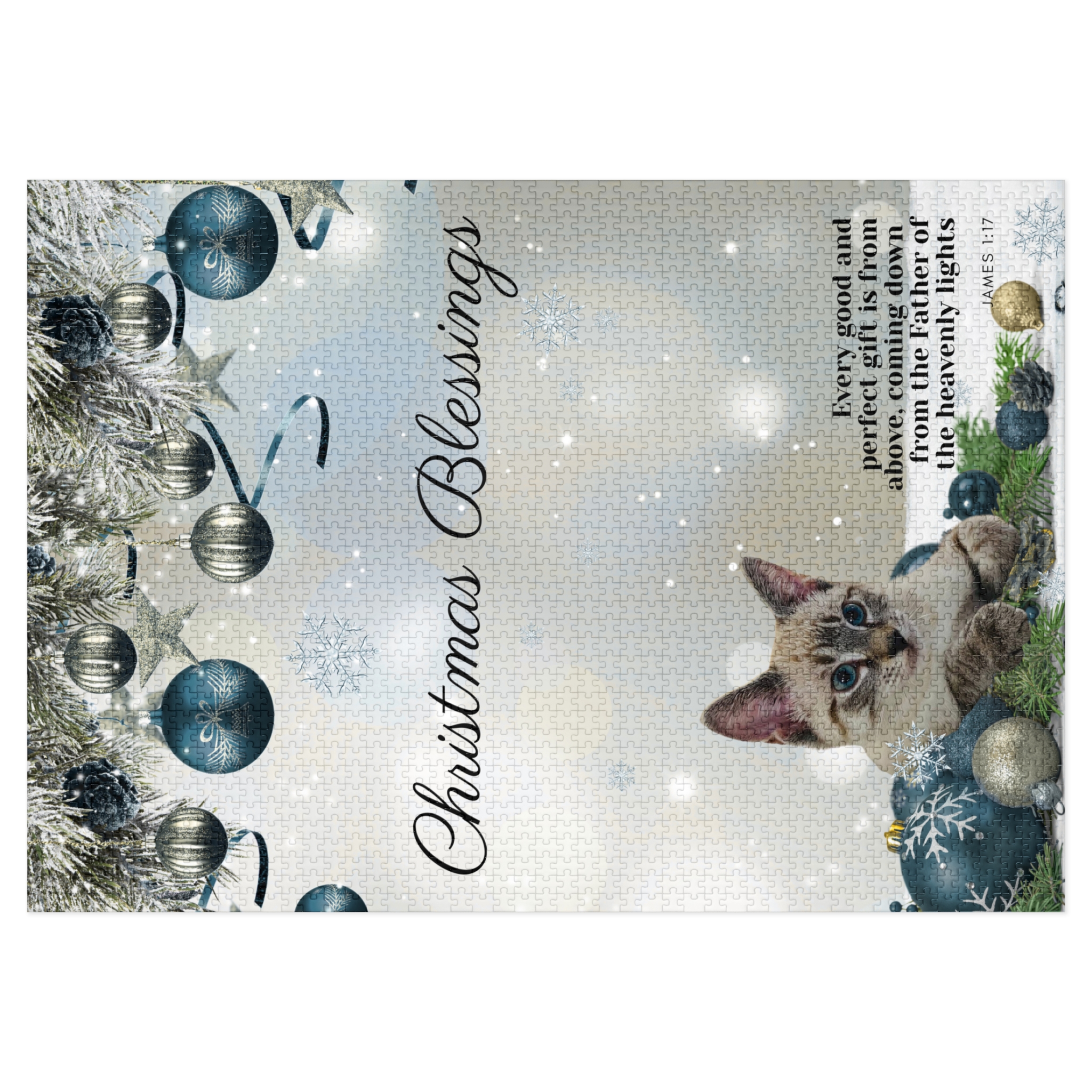 Christmas Blessings Jigsaw Puzzle in Tin - Cat Puzzle Gift, Holiday Decor, Family Fun, Seasonal Activity, Unique Christmas Present product thumbnail image Christmas Blessings Jigsaw Puzzle in Tin - Cat Puzzle Gift, Holiday Decor, Family Fun, Seasonal Activity, Unique Christmas Present product thumbnail image