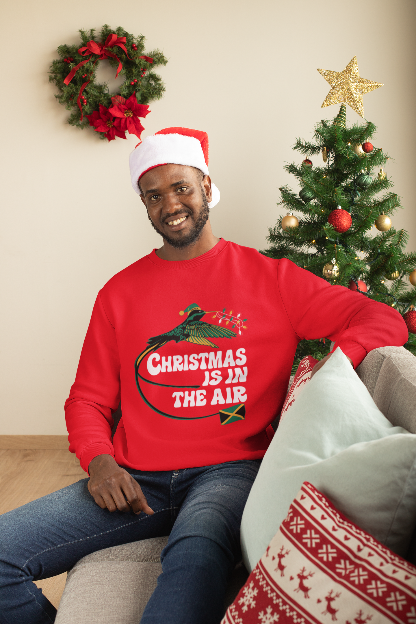 Christmas Sweatshirt - Unisex Jamaican Christmas Sweatshirt – Festive Holiday Apparel "Christmas is in the Air" Sweater, Jamaican Christmas sweatshirt, unisex holiday sweater, Caribbean Christmas apparel, festive Jamaica clothing, Christmas gift idea Christmas Sweatshirt - Unisex Jamaican Christmas Sweatshirt – Festive Holiday Apparel "Christmas is in the Air" Sweater, Jamaican Christmas sweatshirt, unisex holiday sweater, Caribbean Christmas apparel, festive Jamaica clothing, Christmas gift idea