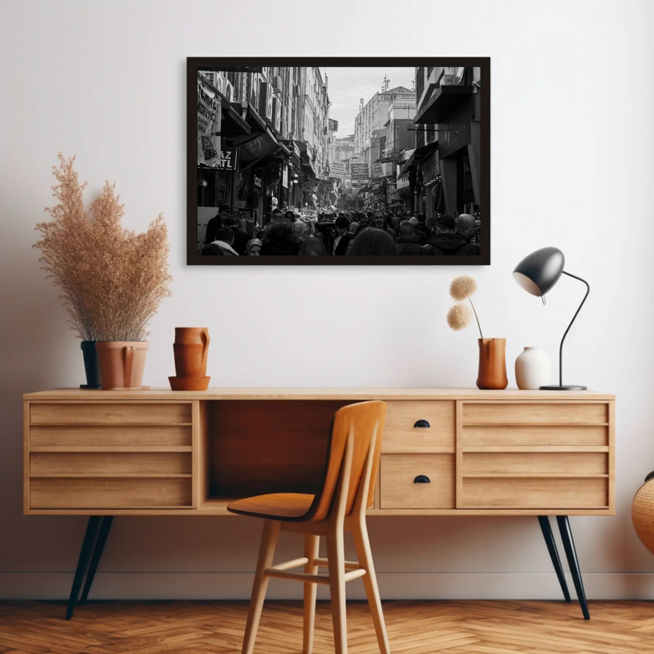 Monochrome Cityscape Art Print, Framed Wall Decor, Black and White Photography, Home Gallery, Urban Vibes product thumbnail image