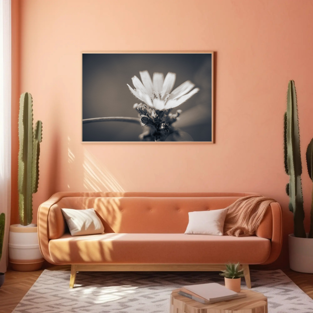 Elegant Floral Fine Art Prints with Passepartout Frame, Home Decor, Wall Art, Gift Idea, Black and White Photography