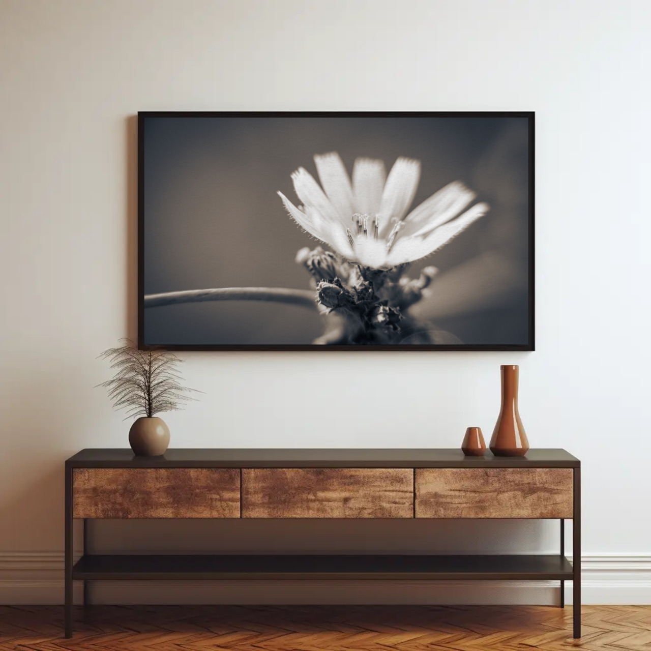 Elegant Floral Fine Art Prints with Passepartout Frame, Home Decor, Wall Art, Gift Idea, Black and White Photography product thumbnail image