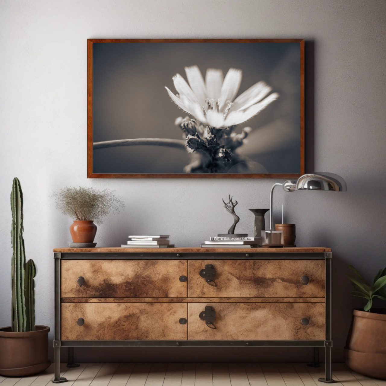 Elegant Floral Fine Art Prints with Passepartout Frame, Home Decor, Wall Art, Gift Idea, Black and White Photography product thumbnail image