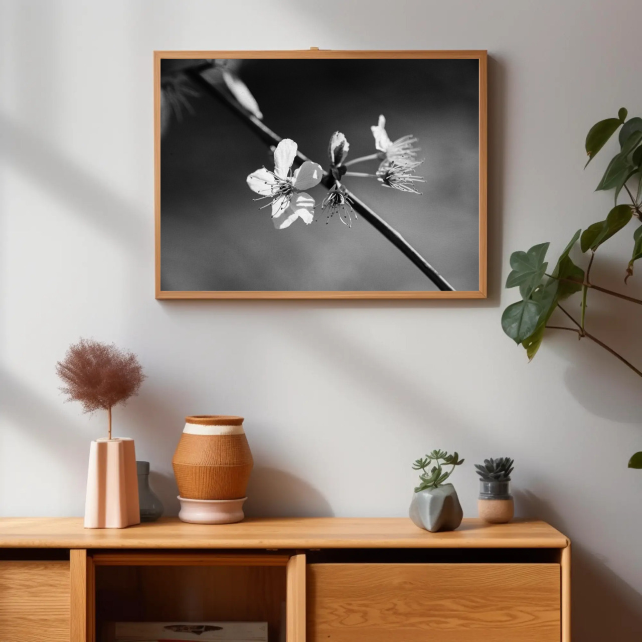 Elegant Black and White Floral Fine Art Print, Home Decor, Wall Art, Modern Decor, Gift for Art Lovers, Minimalist Art product thumbnail image