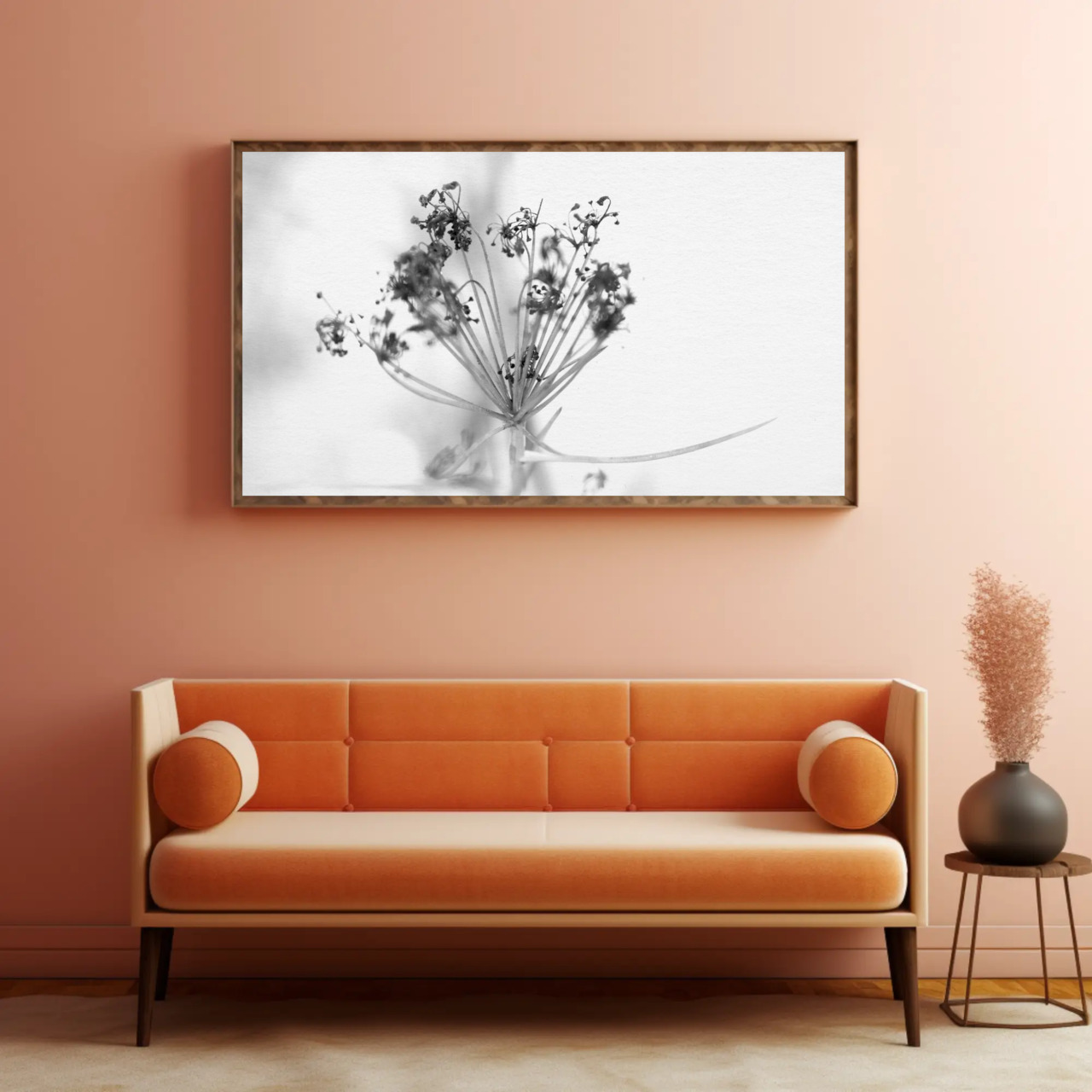 Elegant Black and White Flower Art Print, Framed Wall Decor, Botanical Home Decor, Minimalist Artwork, Gift for Nature Lovers product thumbnail image