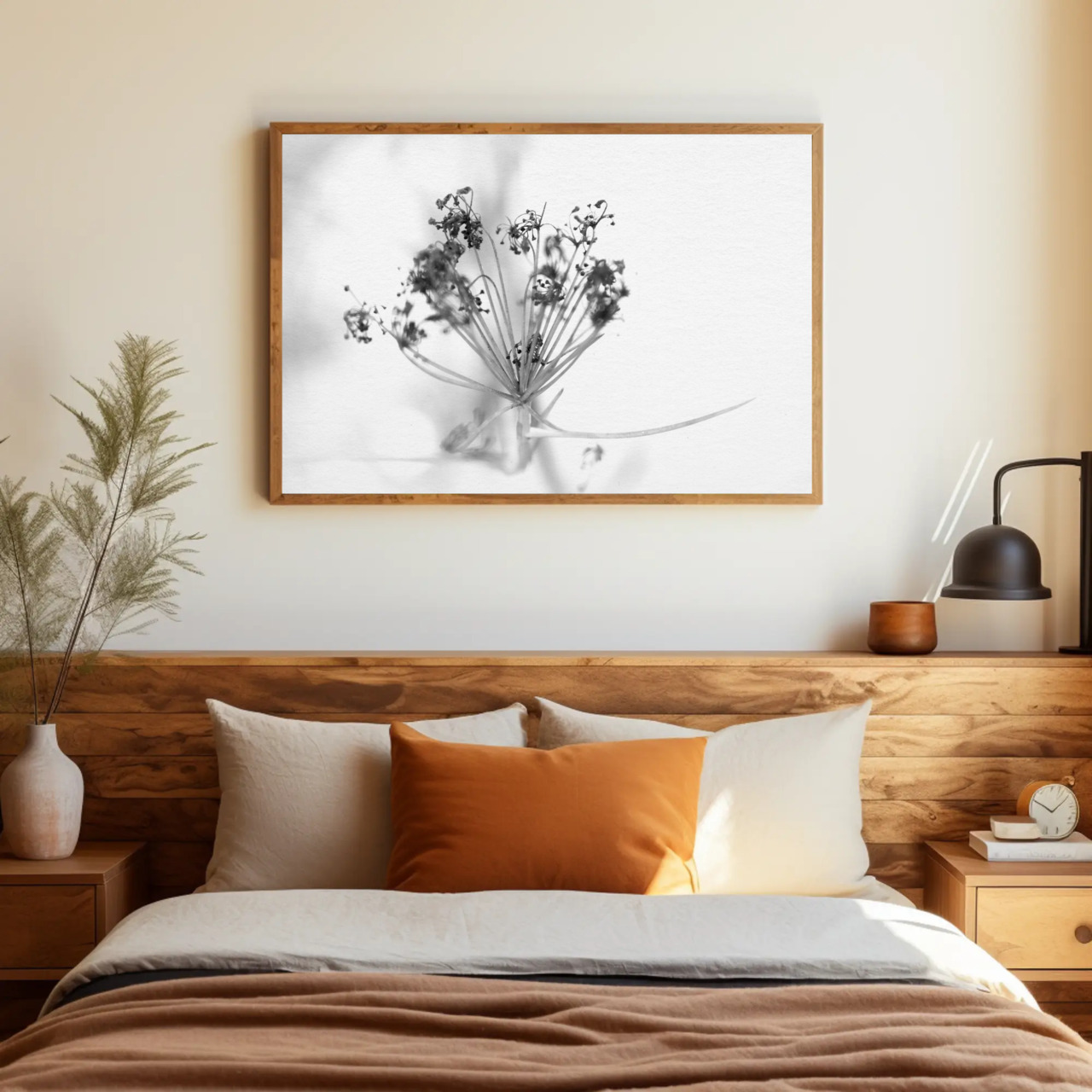 Elegant Black and White Flower Art Print, Framed Wall Decor, Botanical Home Decor, Minimalist Artwork, Gift for Nature Lovers product thumbnail image