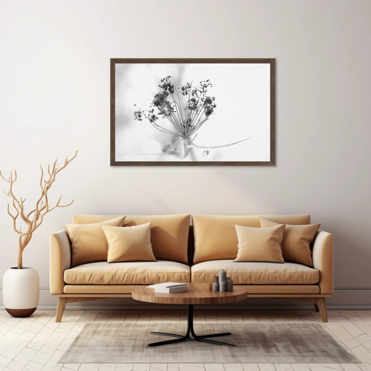 Elegant Black and White Flower Art Print, Framed Wall Decor, Botanical Home Decor, Minimalist Artwork, Gift for Nature Lovers product thumbnail image