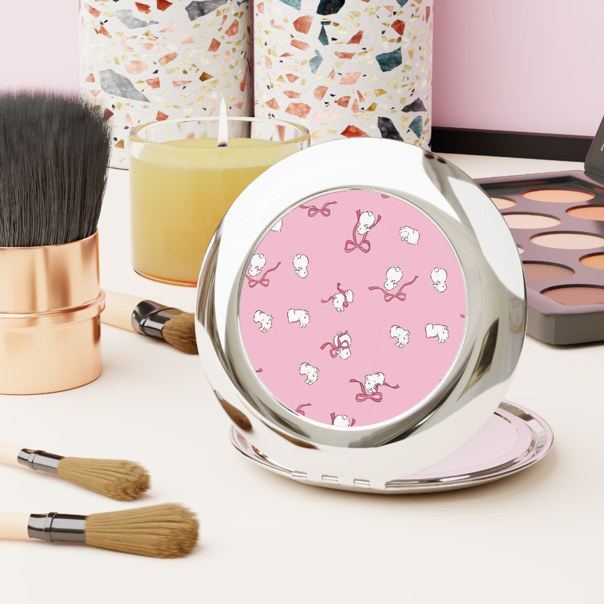 Personalized Compact Travel Mirror, Portable Set, Aesthetic Travel Accessory, Pocket Mirror, Stylish Cosmetic, Traveler Essentials, Gift for Her product thumbnail image