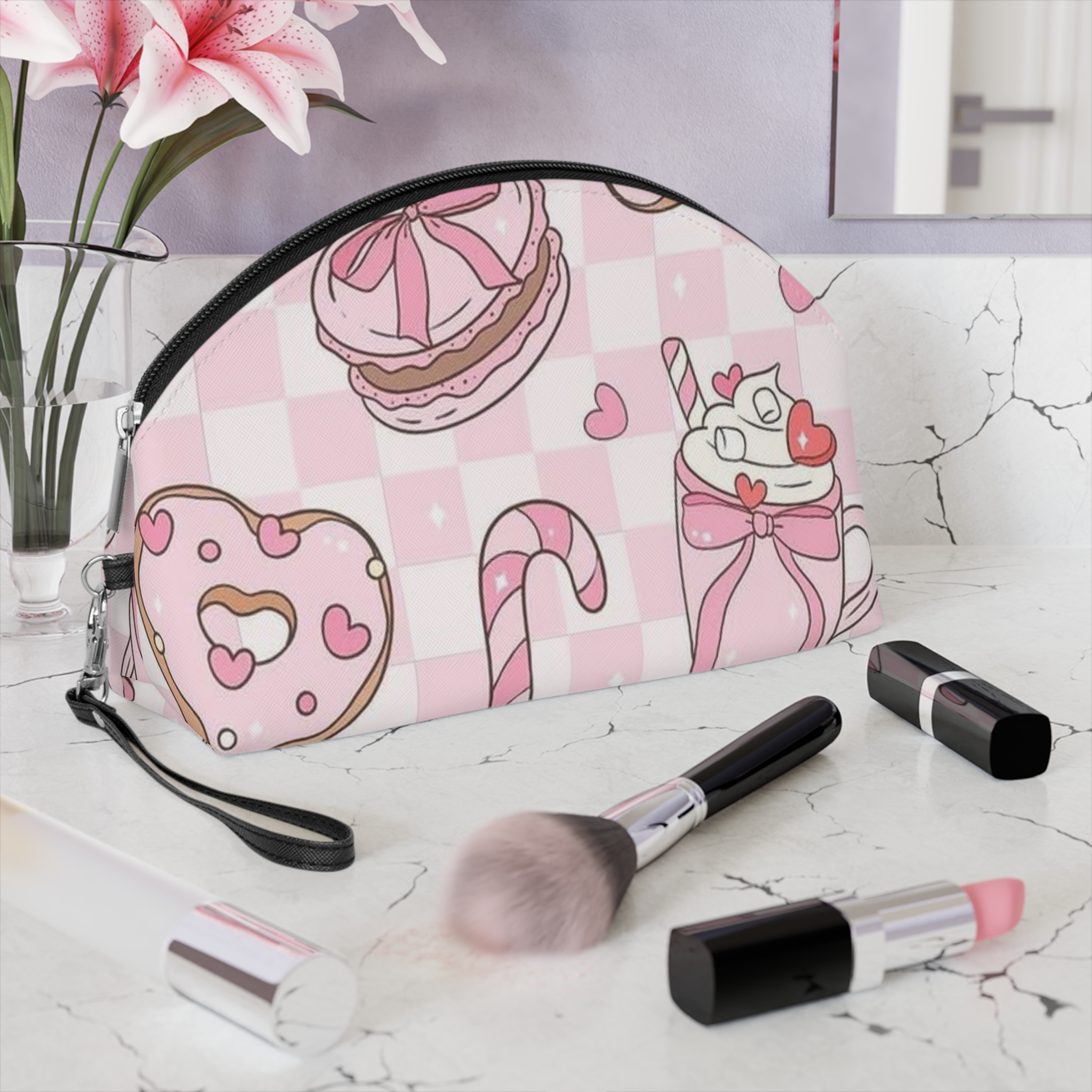 Personalized Makeup Bag, Cosmetic Lovers, Travel Organizer, Instagram-able Beauty Case, Toiletry Pouch, Aesthetic Makeup Bag, Gift for Her