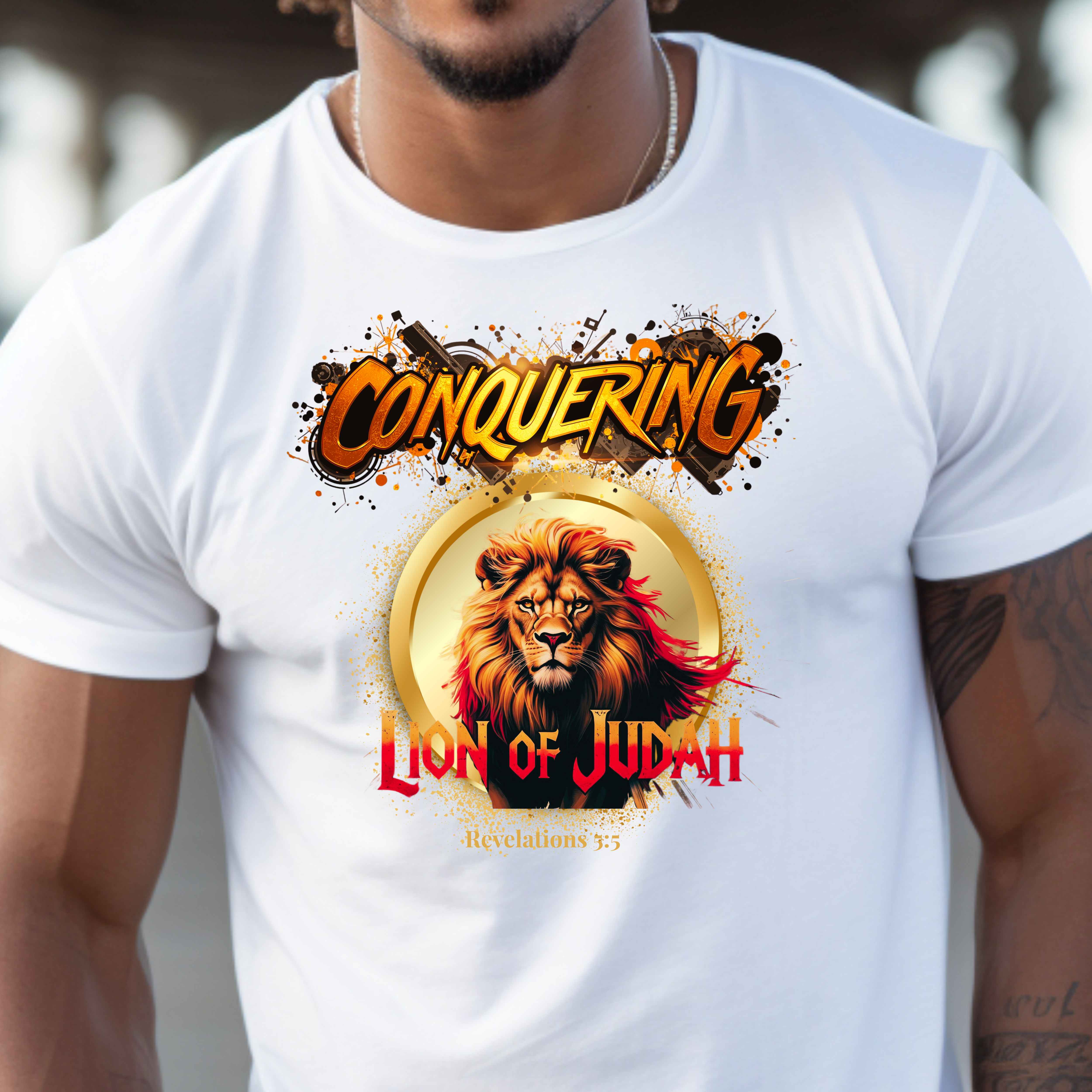 "Conquering Lion of Judah" Christian Men’s T-Shirt – Strength, Bold Faith, Kingdom Identity product thumbnail image "Conquering Lion of Judah" Christian Men’s T-Shirt – Strength, Bold Faith, Kingdom Identity product thumbnail image