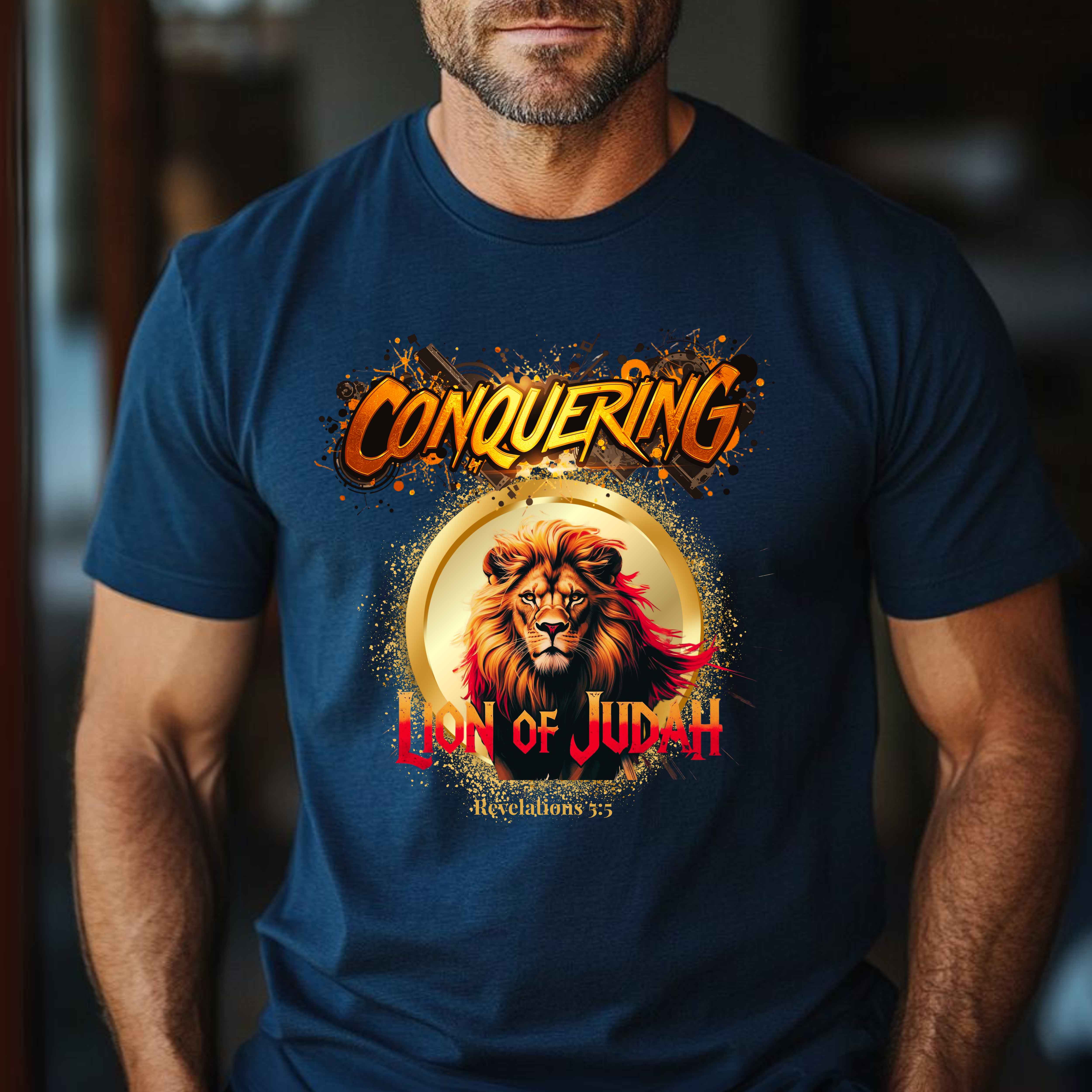 "Conquering Lion of Judah" Christian Men’s T-Shirt – Strength, Bold Faith, Kingdom Identity product thumbnail image "Conquering Lion of Judah" Christian Men’s T-Shirt – Strength, Bold Faith, Kingdom Identity product thumbnail image