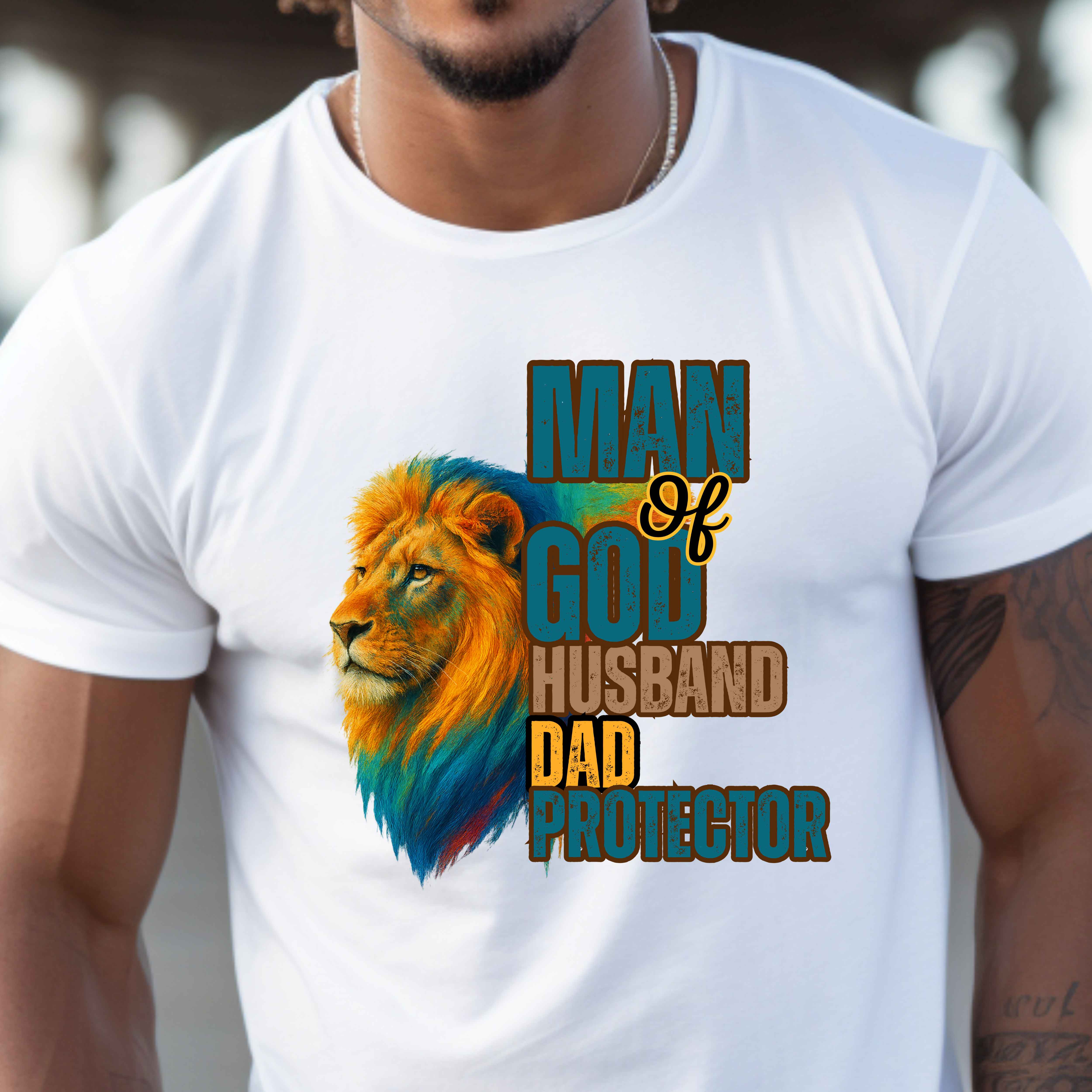"Man of God, Husband, Father, Protector" Christian Men’s T-Shirt – Lead with Faith, Live with Purpose Proud Dad Apparel product thumbnail image "Man of God, Husband, Father, Protector" Christian Men’s T-Shirt – Lead with Faith, Live with Purpose Proud Dad Apparel product thumbnail image