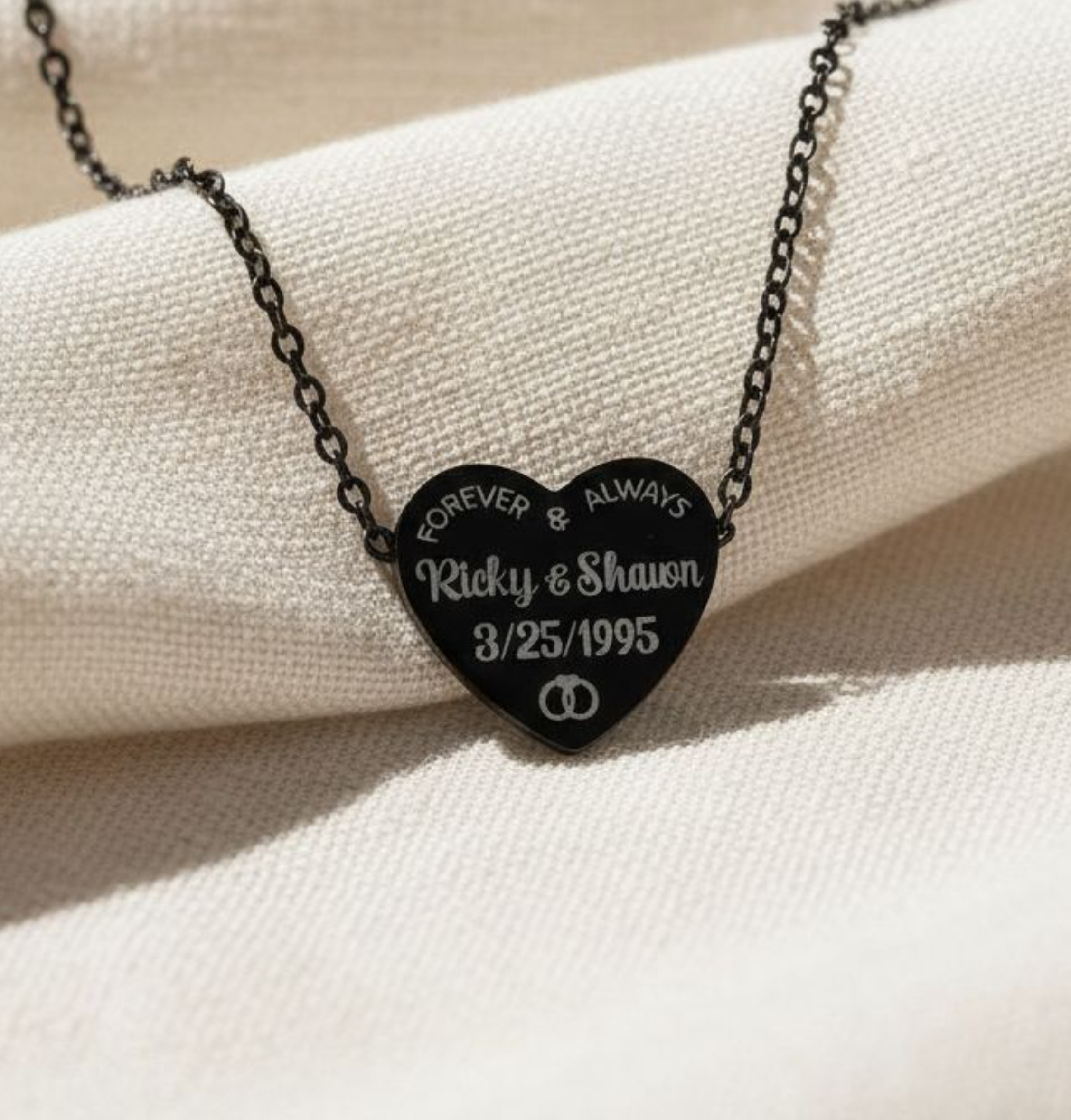 Personalized Heart Necklace - Custom Engraved Jewelry for Couples, Gifts for Anniversary, Valentine's Day, Birthdays product thumbnail image