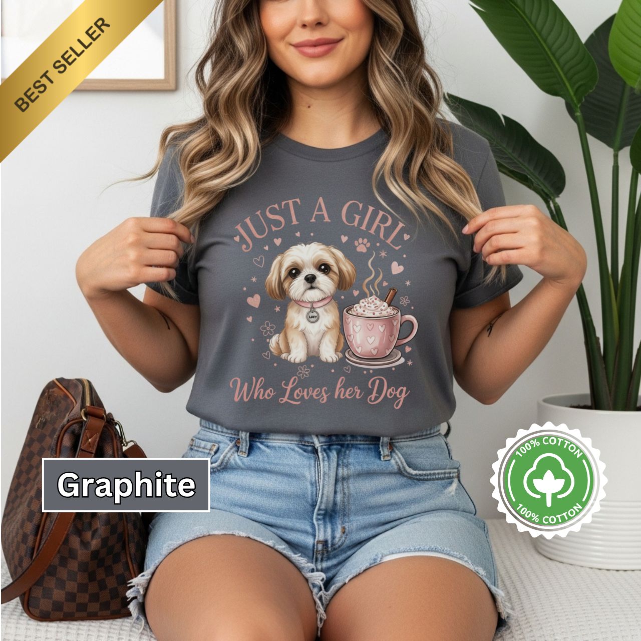 Personalized Shih Tzu Dog Mom Shirt Just a Girl Who Loves Her Dog T-Shirt, Dog Lover Gift, Animal Themed Tee, Pet Owner Apparel, Cute Casual Shirt, Birthday Gift Idea product thumbnail image