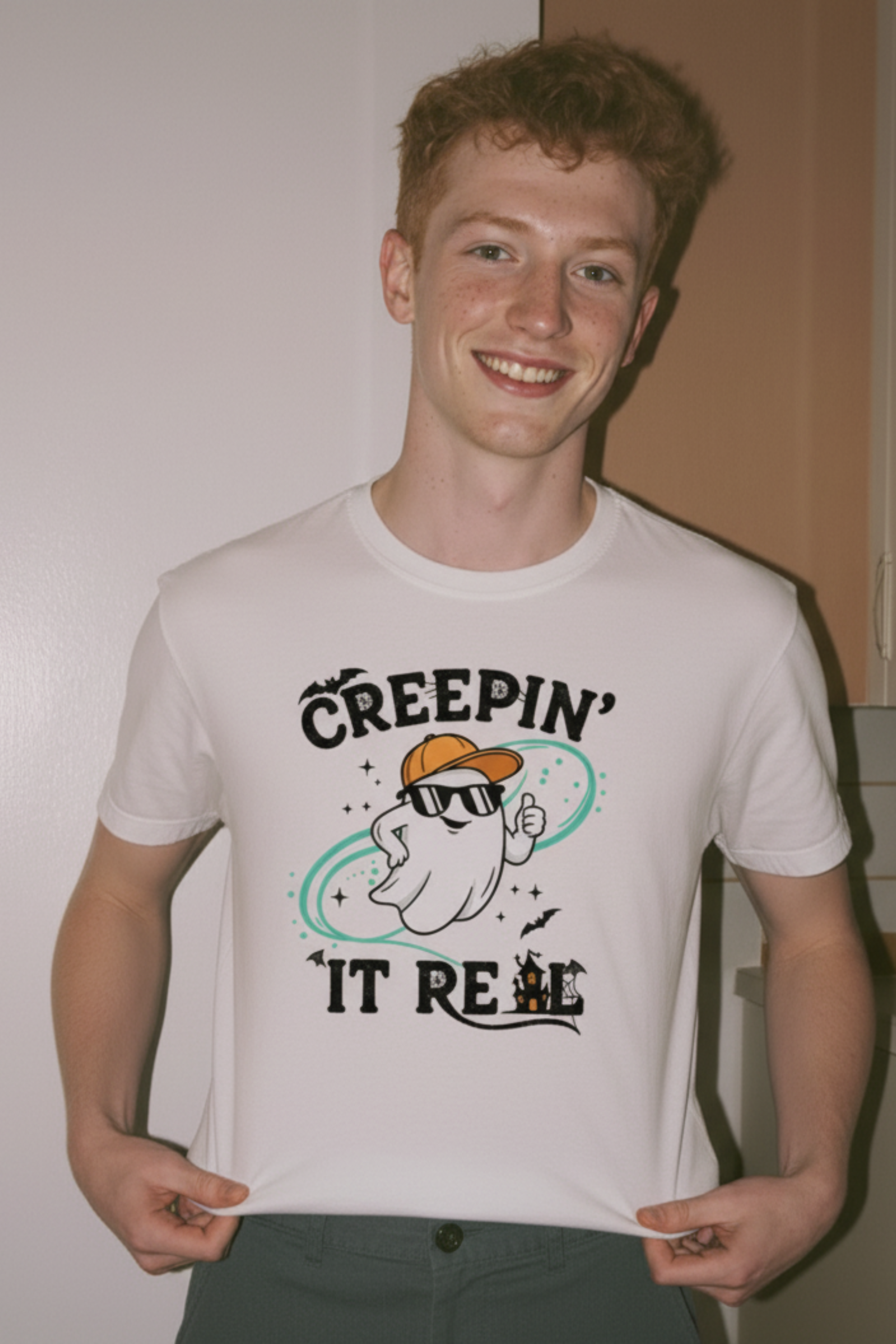 Creepin' It Real Ghost T-Shirt | Fun Halloween Tee, Unisex Graphic Shirt, Spooky Fashion, Ghost Lover Gift, Halloween Party Top product thumbnail image
