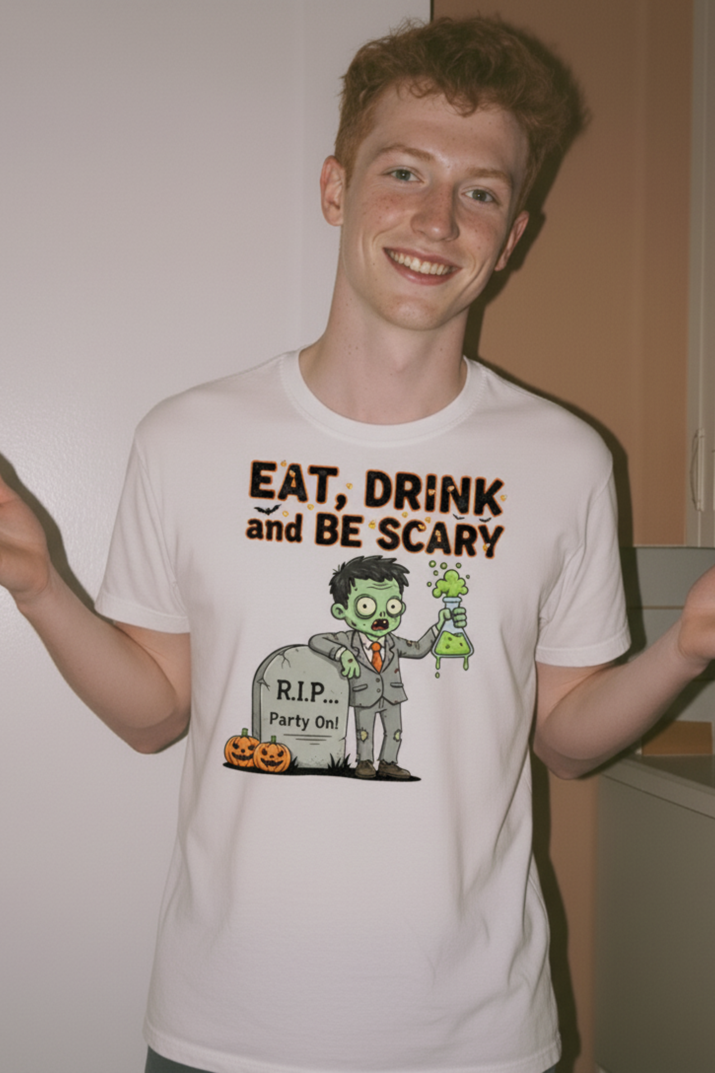 Eat, Drink and Be Scary funny Halloween Unisex Jersey Short Sleeve Tee product thumbnail image