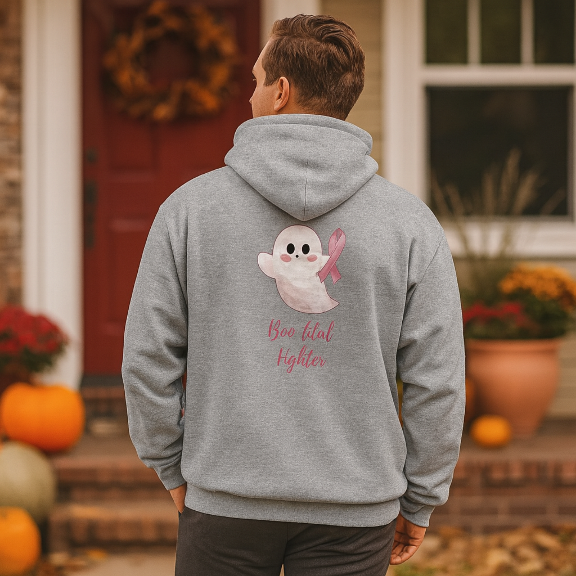 Inspirational Ghost Hoodie, Breast Cancer Awareness Sweatshirt, Comfortable Unisex Hoodie, Gift for Supporters, Cozy Fashion product thumbnail image Inspirational Ghost Hoodie, Breast Cancer Awareness Sweatshirt, Comfortable Unisex Hoodie, Gift for Supporters, Cozy Fashion product thumbnail image