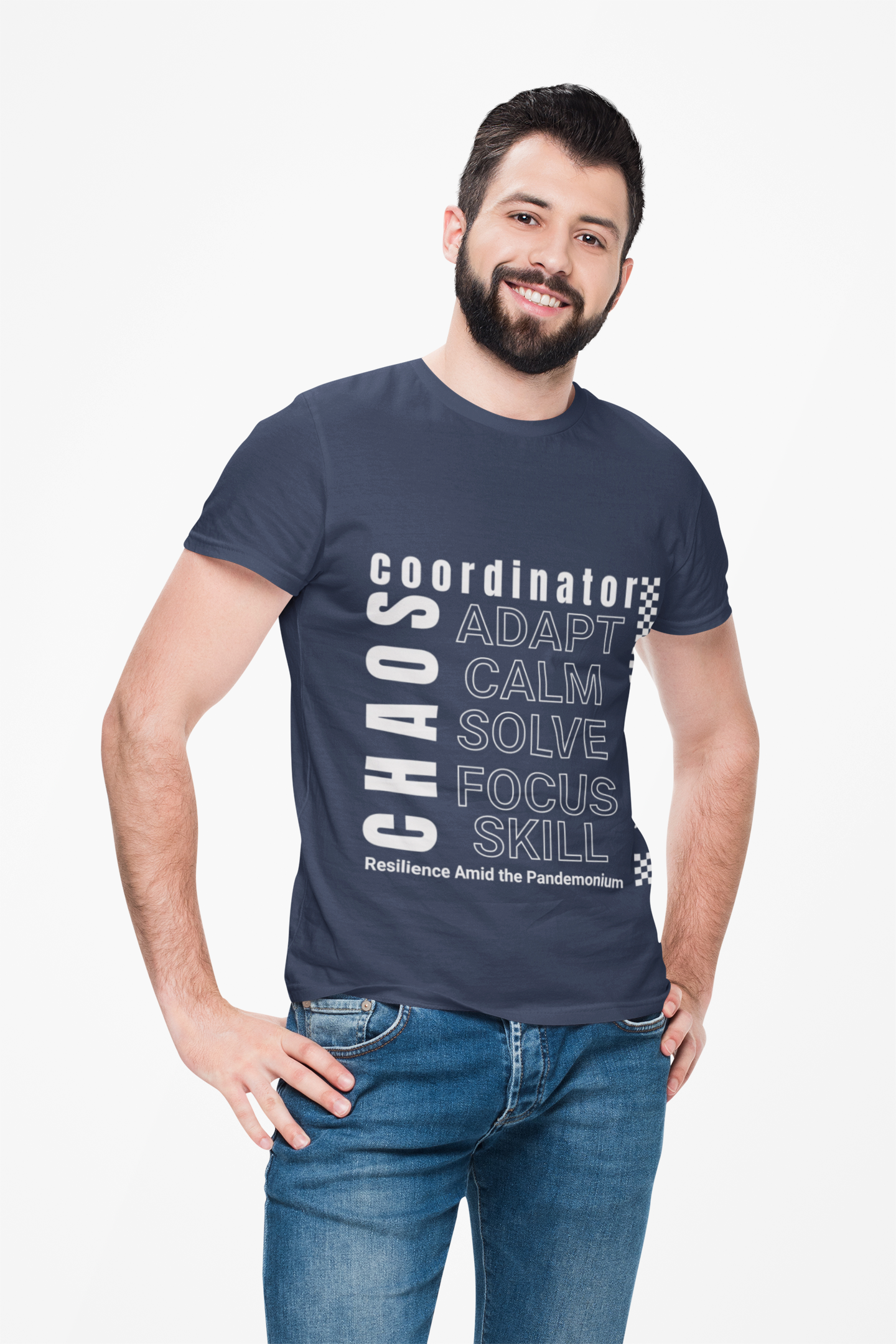 Unisex Heavy Cotton Tee with Chaos Coordinator Design, Resilience Tee, Adapt Calm Solve Shirt, Motivational Apparel, Gift for Him/Her product thumbnail image