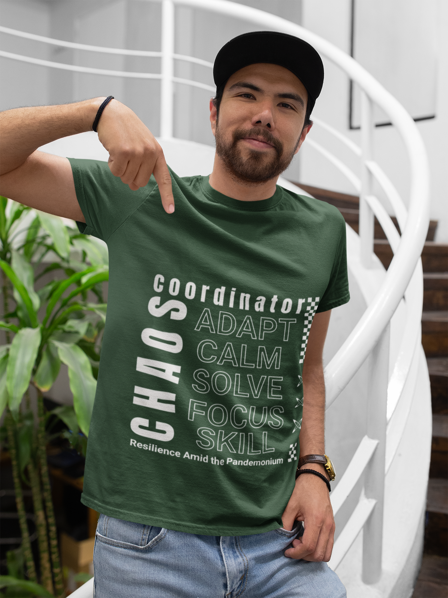 Unisex Heavy Cotton Tee with Chaos Coordinator Design, Resilience Tee, Adapt Calm Solve Shirt, Motivational Apparel, Gift for Him/Her product thumbnail image