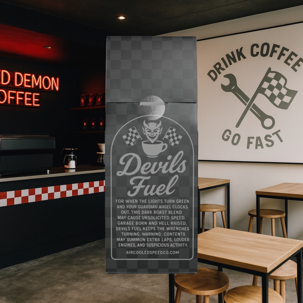 Devils Fuel (French Dark Roast) Emmett Racing’s Speed Demon Coffee product thumbnail image Devils Fuel (French Dark Roast) Emmett Racing’s Speed Demon Coffee product thumbnail image