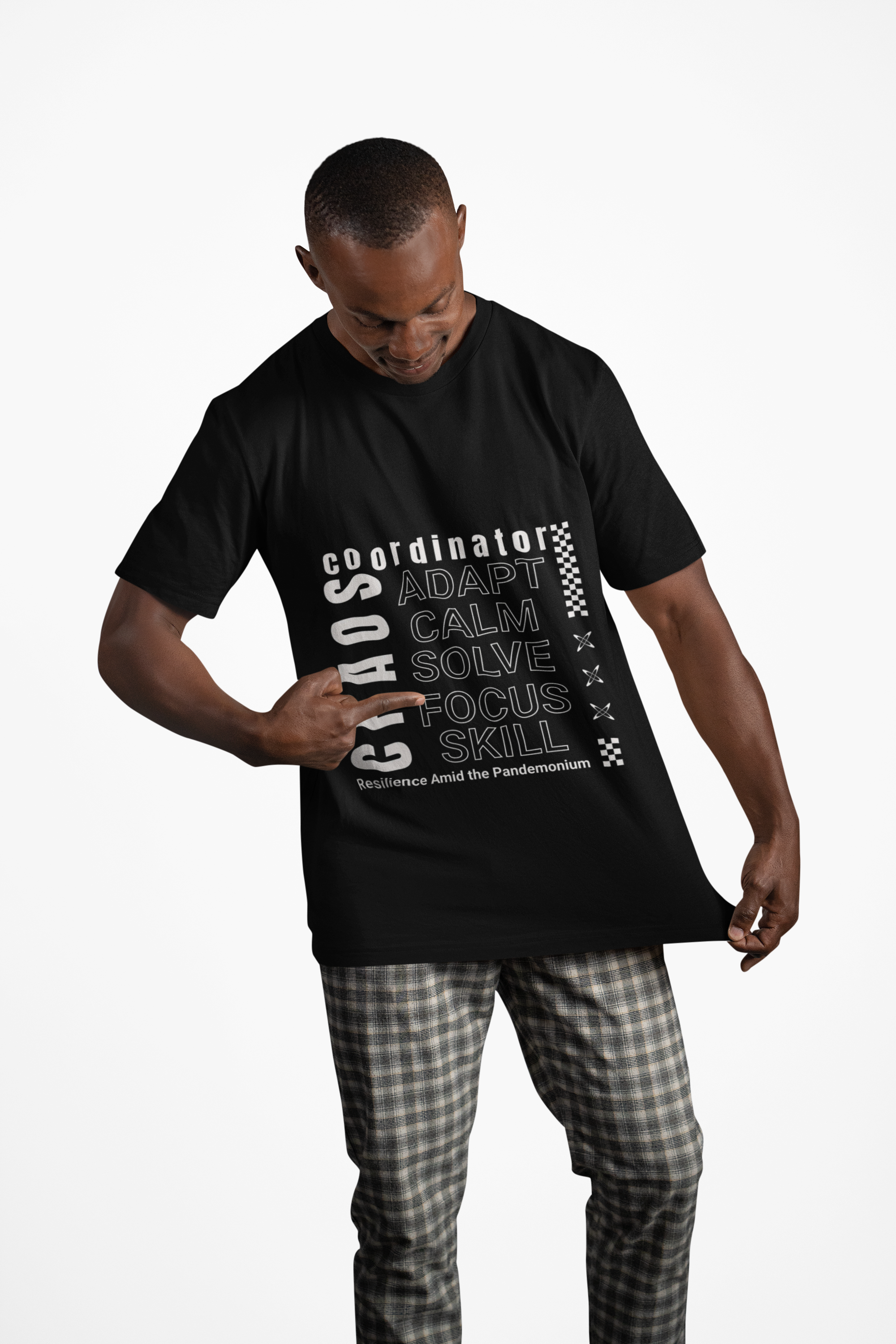 Unisex Heavy Cotton Tee with Chaos Coordinator Design, Resilience Tee, Adapt Calm Solve Shirt, Motivational Apparel, Gift for Him/Her product thumbnail image