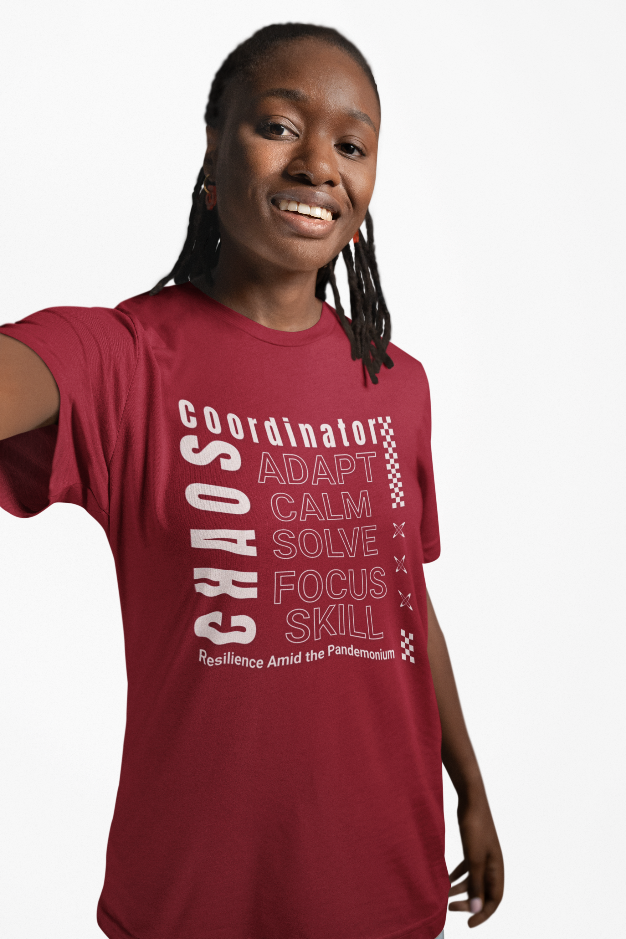 Unisex Heavy Cotton Tee with Chaos Coordinator Design, Resilience Tee, Adapt Calm Solve Shirt, Motivational Apparel, Gift for Him/Her product thumbnail image