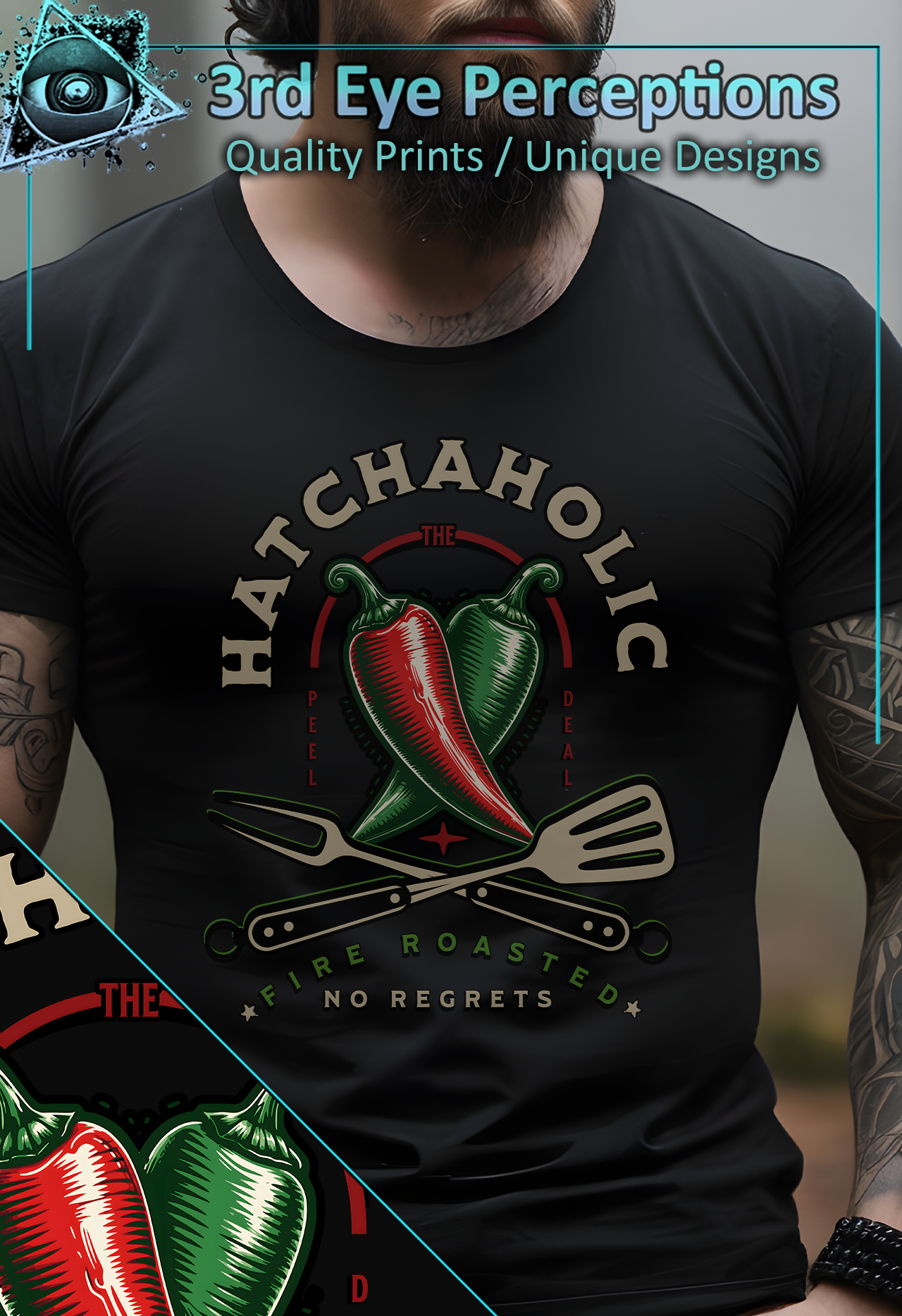 Hatchaholic Vintage Hatch Green Red Chile Funny BBQ Graphic T-Shirt product thumbnail image