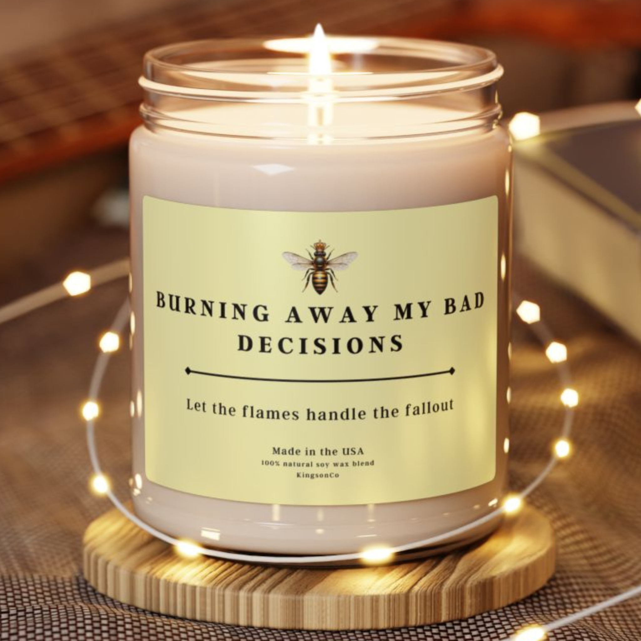 Scented Soy Candle: "Burning Away My Bad Decisions" - Perfect Gift for Friends, Home Decor, Self-Care, Aromatherapy, Unique Candle product thumbnail image