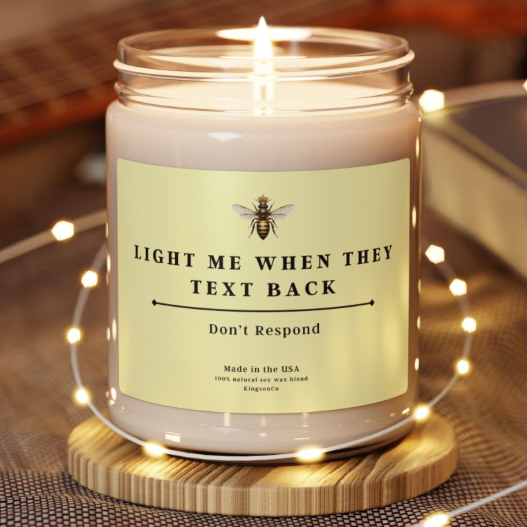 Scented Soy Candle: "Light Me When They Text Back" - Perfect Gift for Friends, Home Decor, Self-Care, Aromatherapy, Unique Candle product thumbnail image