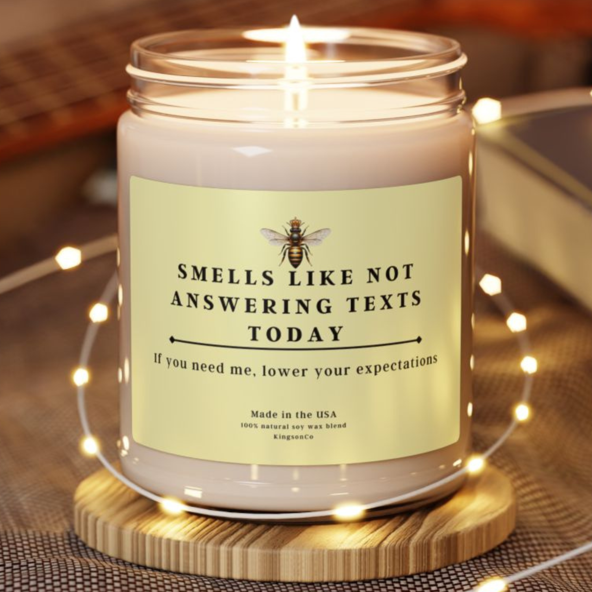 Scented Soy Candle: "Smells Like Not Answering Texts Today" - Perfect Gift for Friends, Home Decor, Self-Care, Aromatherapy, Unique Candle