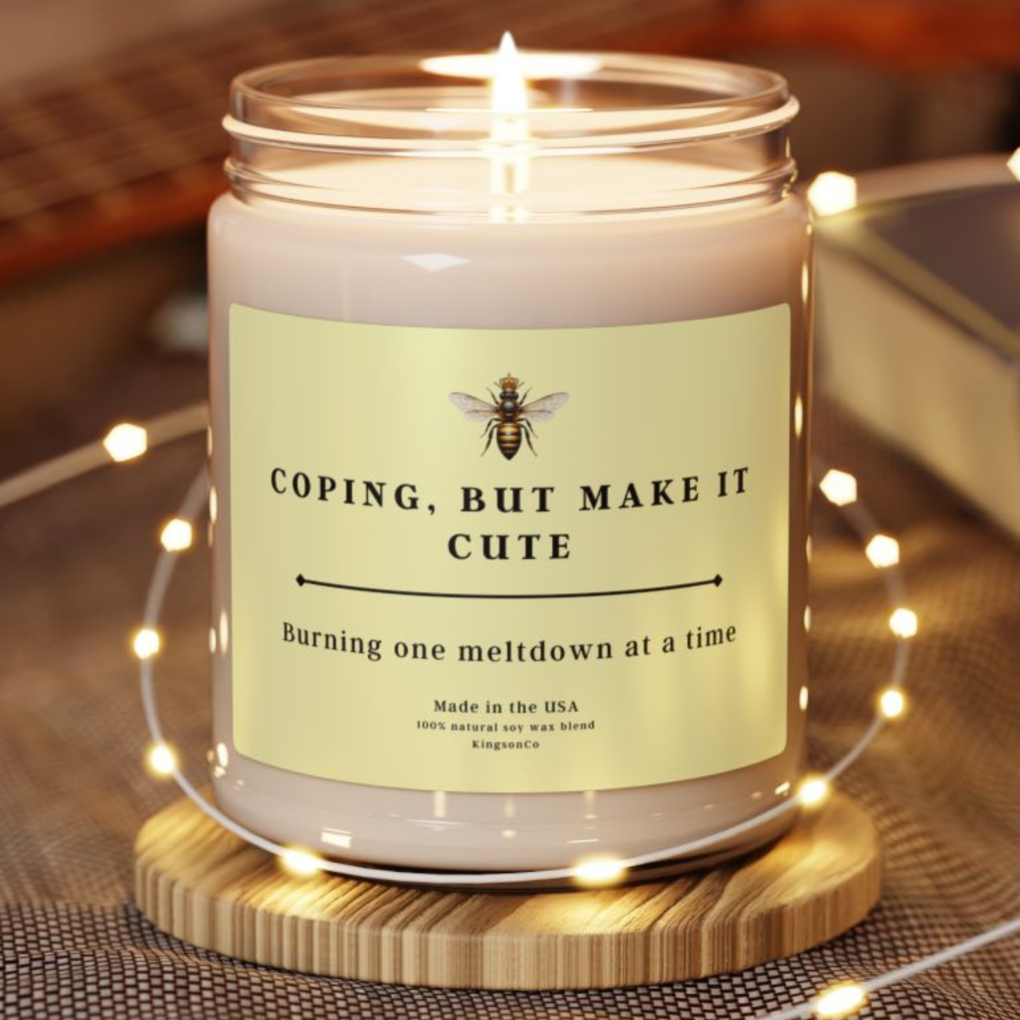 Scented Soy Candle: "Coping, but make it cute" - Perfect Gift for Friends, Home Decor, Self-Care, Aromatherapy, Unique Candle product thumbnail image