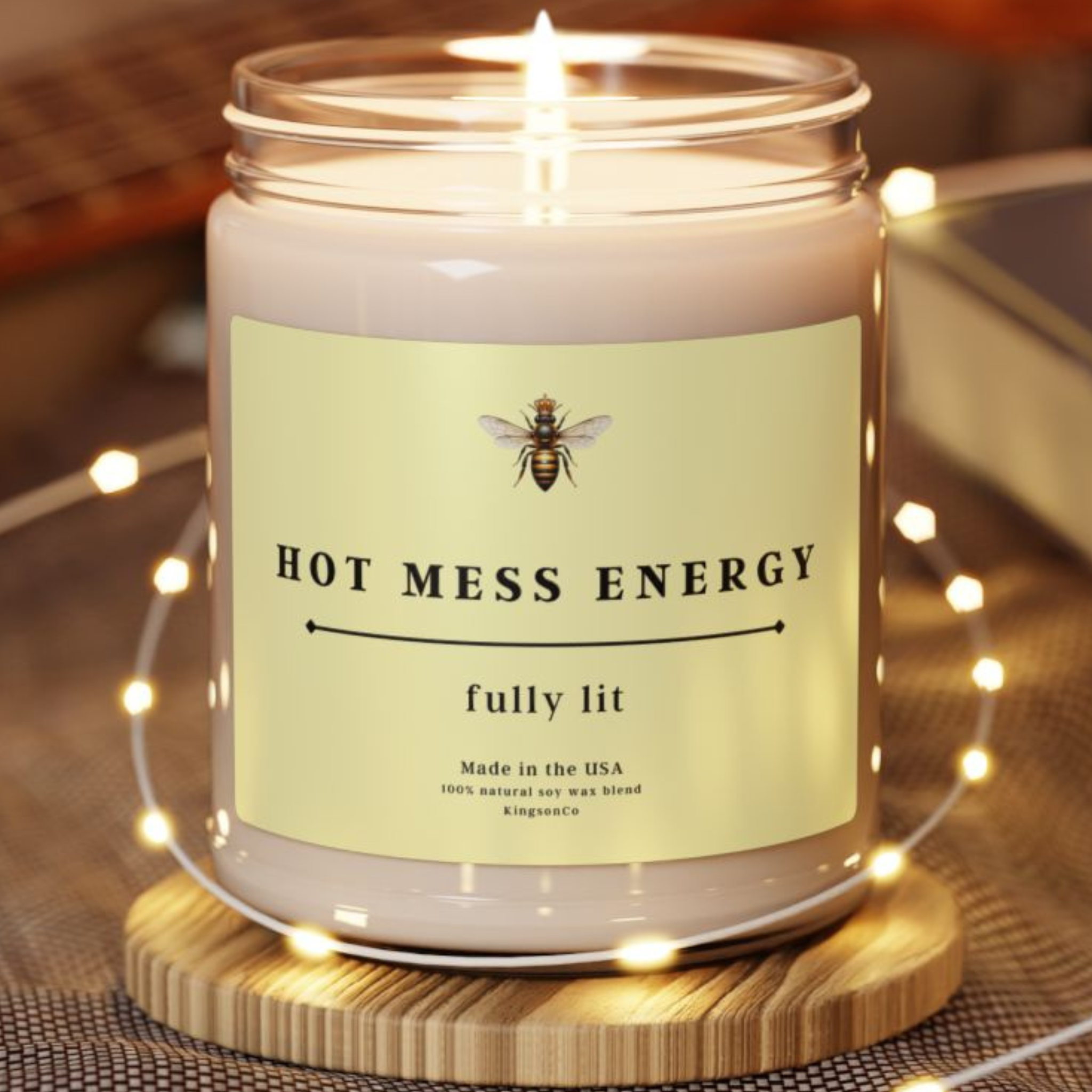 Scented Soy Candle: "Hot Mess Energy" - Perfect Gift for Friends, Home Decor, Self-Care, Aromatherapy, Unique Candle