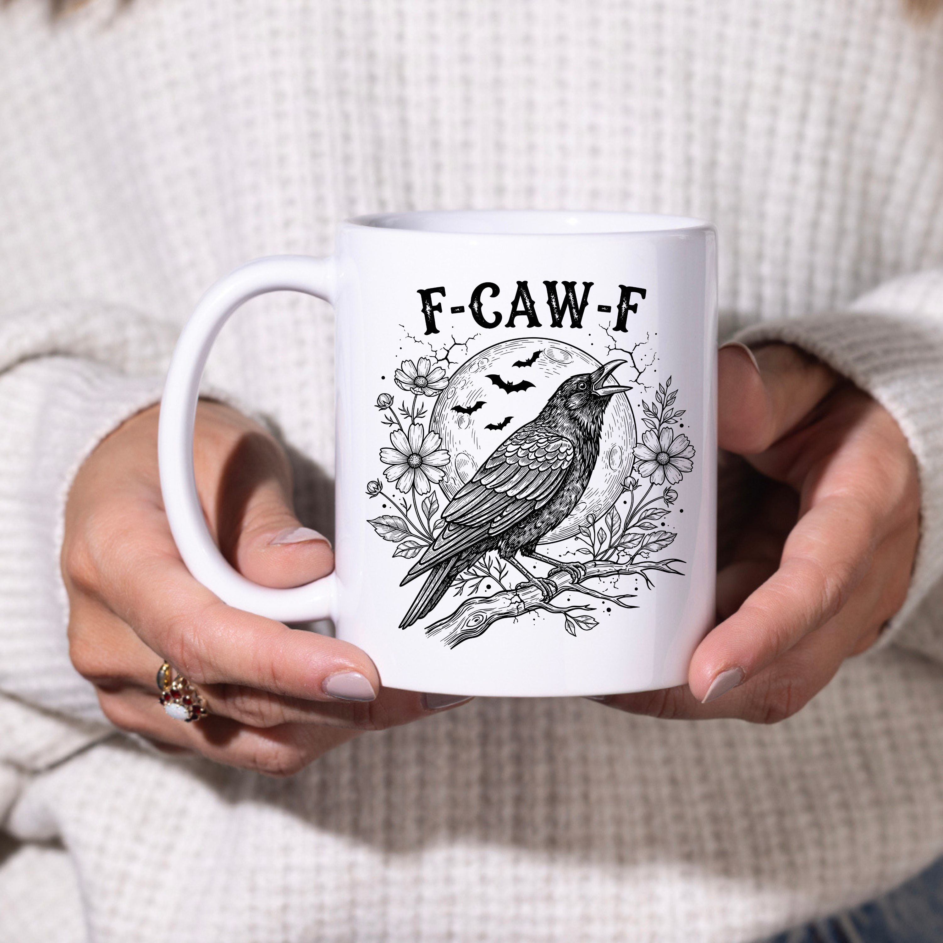 F-Caw-F Crow Mug - Funny Gothic Coffee Cup, Raven Lover Gift product thumbnail image F-Caw-F Crow Mug - Funny Gothic Coffee Cup, Raven Lover Gift product thumbnail image