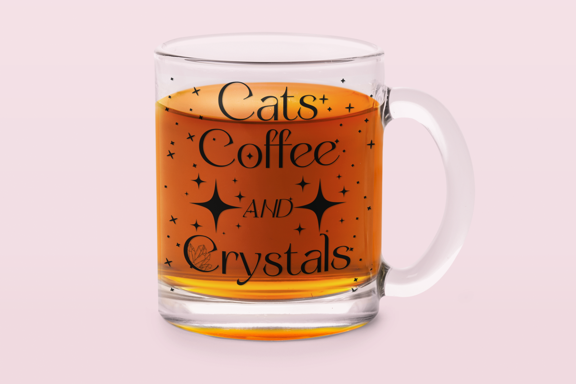 Cats Coffee &amp; Crystals Clear Glass Coffee Mug 10oz product thumbnail image
