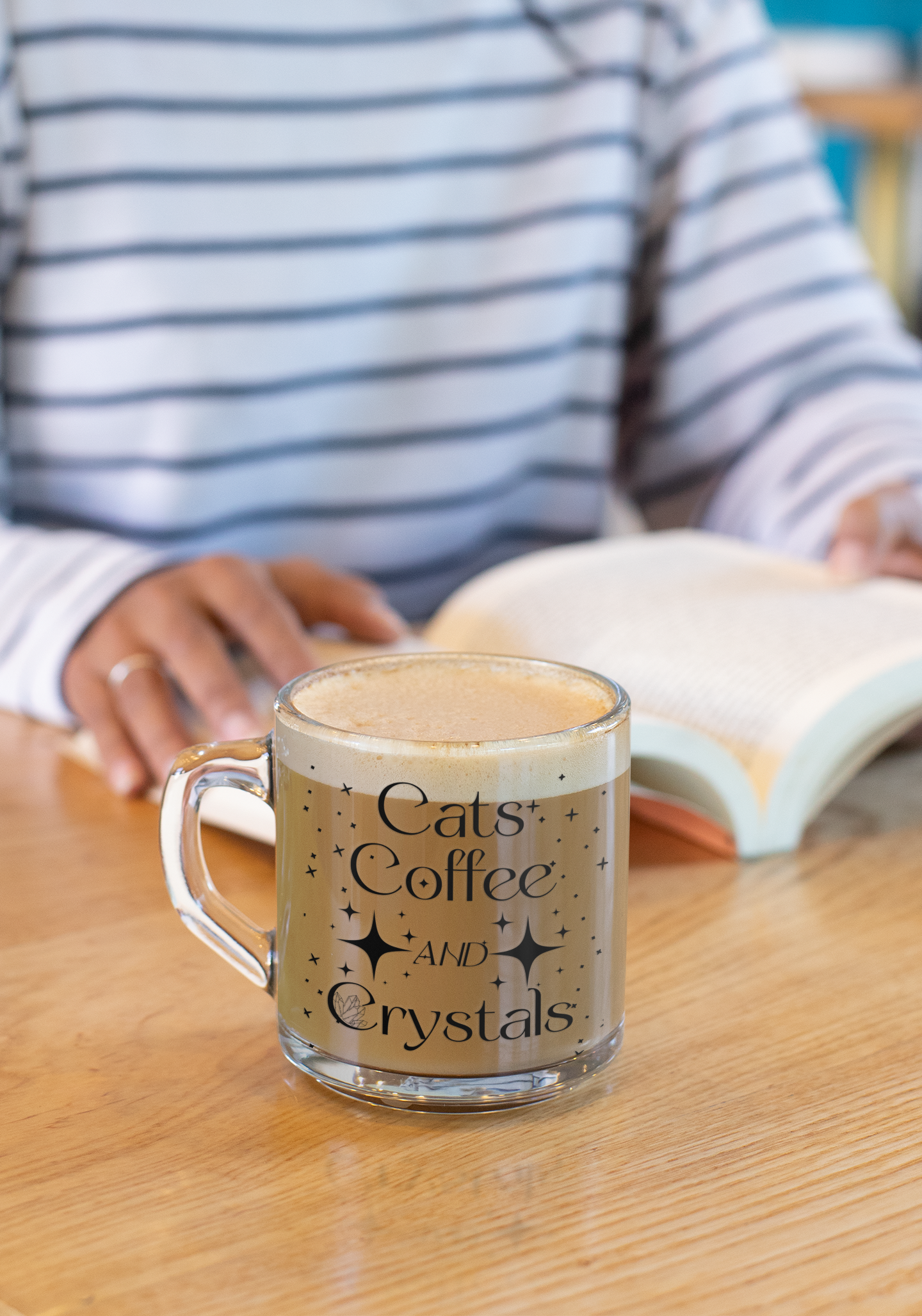 Cats Coffee & Crystals Clear Glass Coffee Mug 10oz Cats Coffee & Crystals Clear Glass Coffee Mug 10oz
