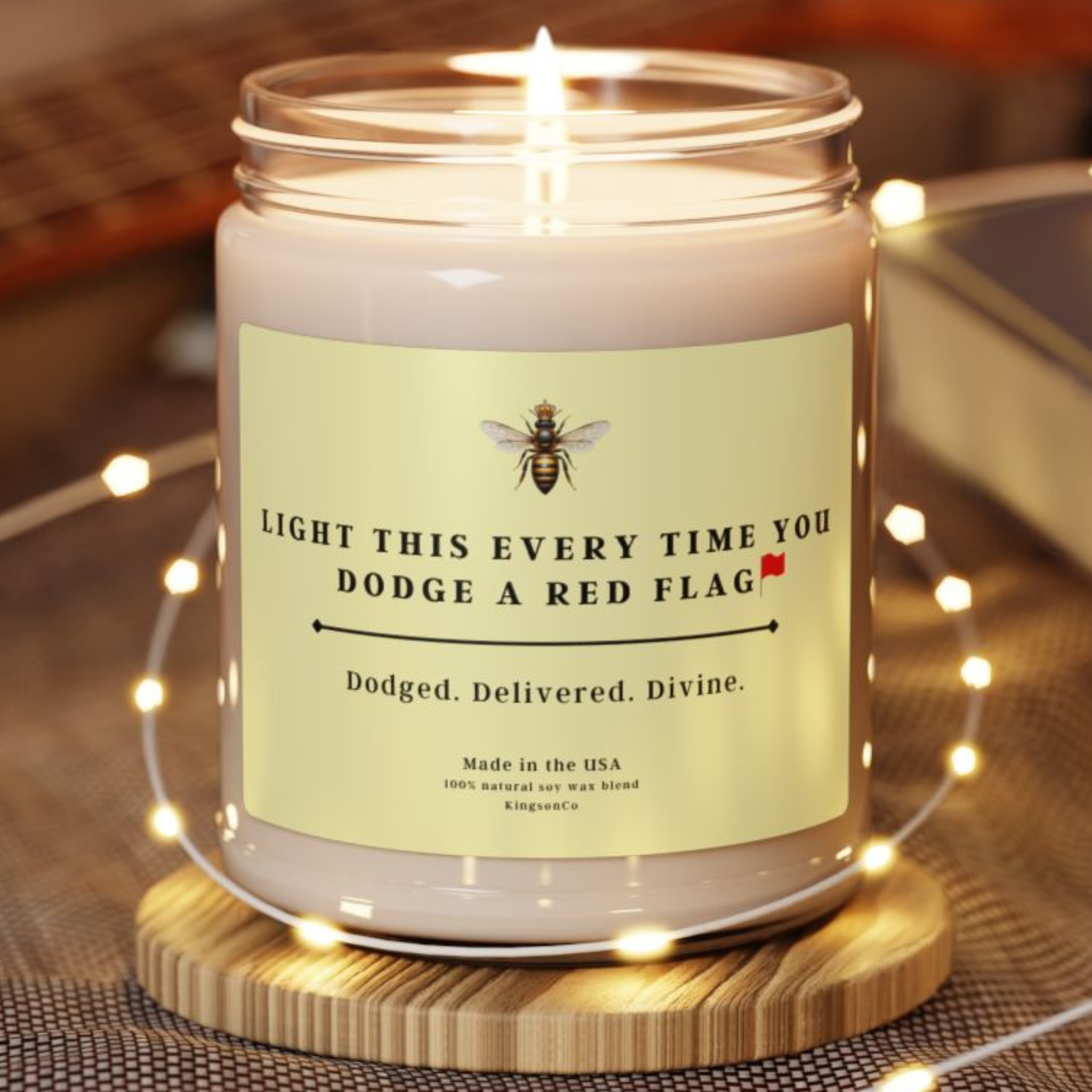 Scented Soy Candle: "Light This Every Time You Dodge A Red Flag" - Perfect Gift for Friends, Home Decor, Self-Care, Aromatherapy, Unique Candle
