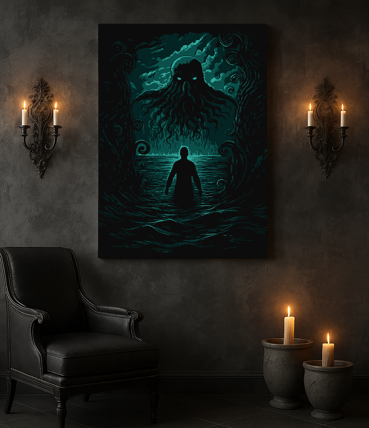 Rolled Poster | Vintage Cthulhu Cryptid Monster Lovecraft Horror Anime Teal product thumbnail image Rolled Poster | Vintage Cthulhu Cryptid Monster Lovecraft Horror Anime Teal product thumbnail image