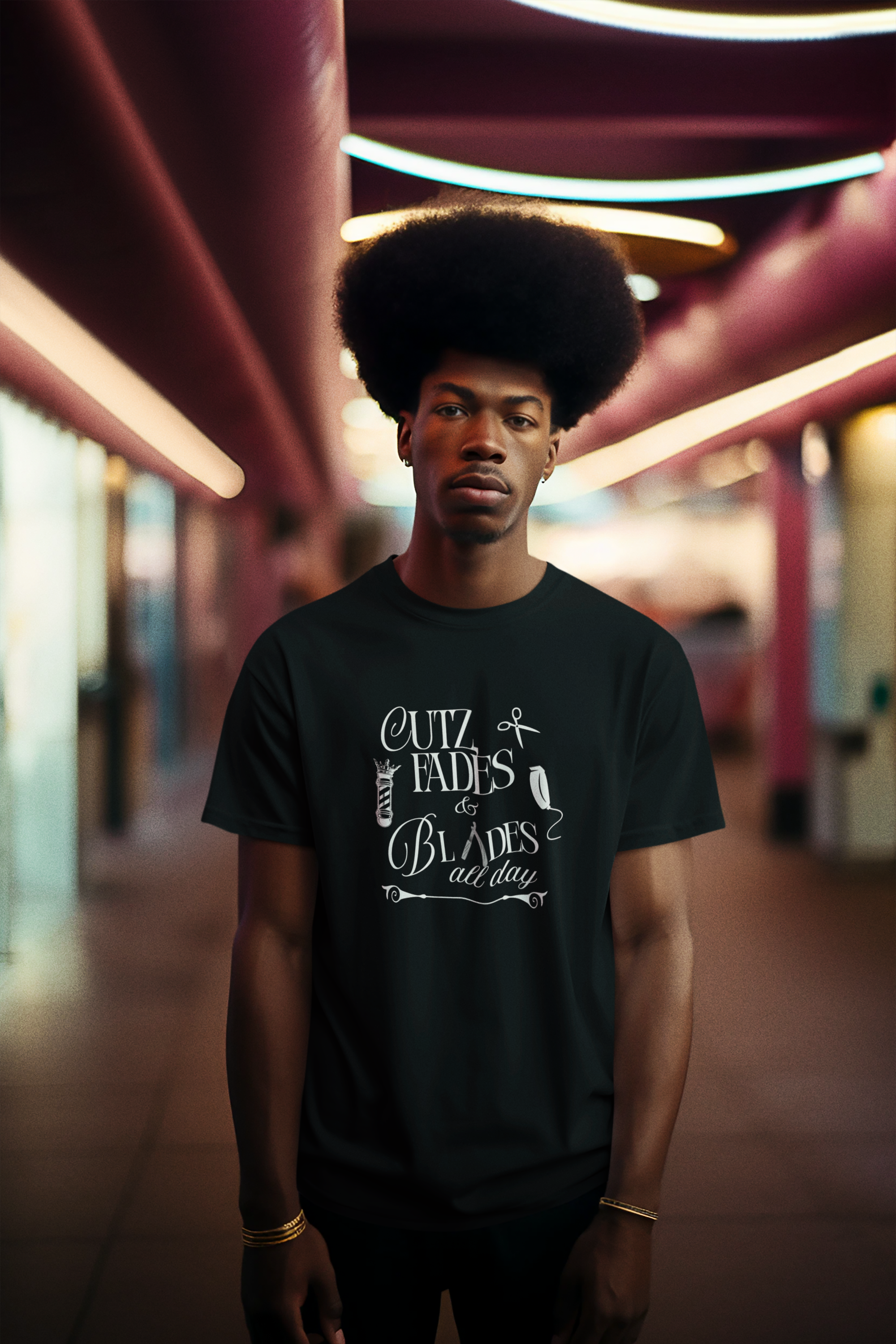 "Cutz Fades &amp; Blades" Unisex T-Shirt | Perfect for Barbershop, Gift for Barber product thumbnail image