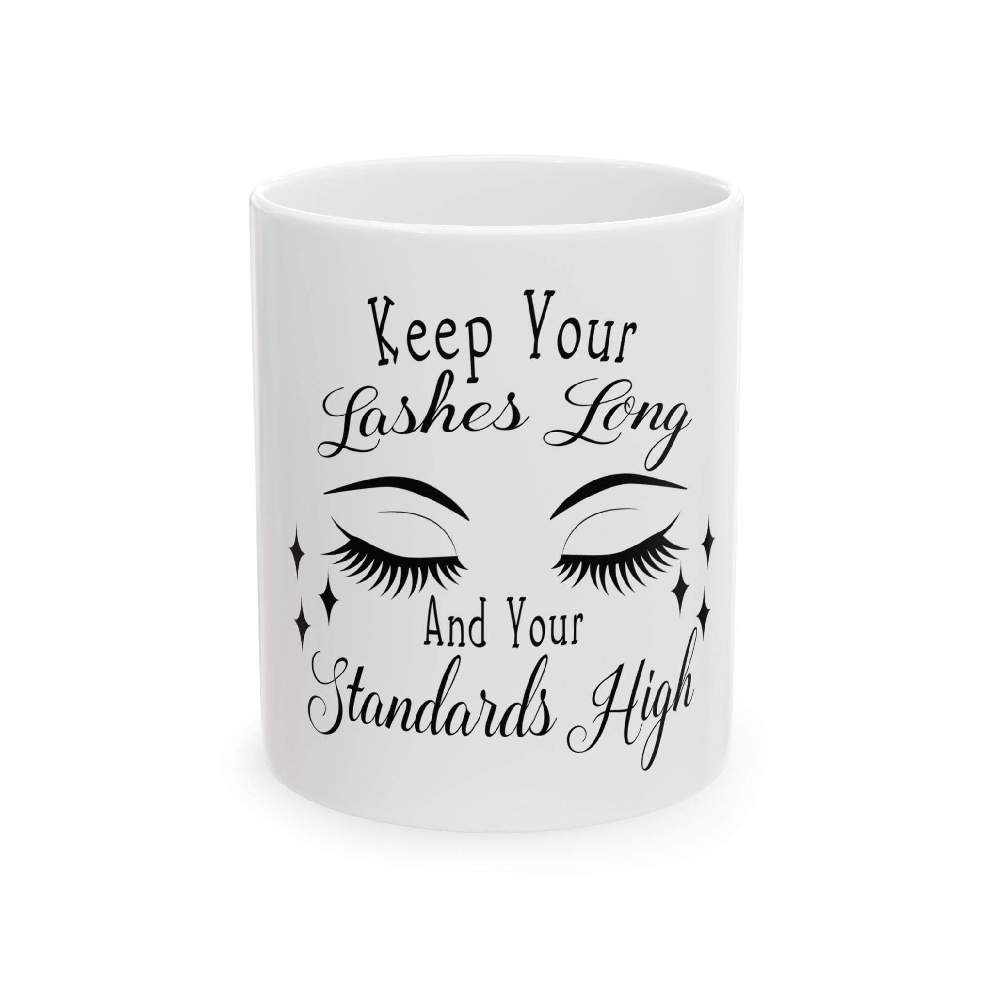 Glam Quote Mug — “Keep Your Lashes Long” Ceramic Coffee Mug | Cute Gift for Her  product thumbnail image