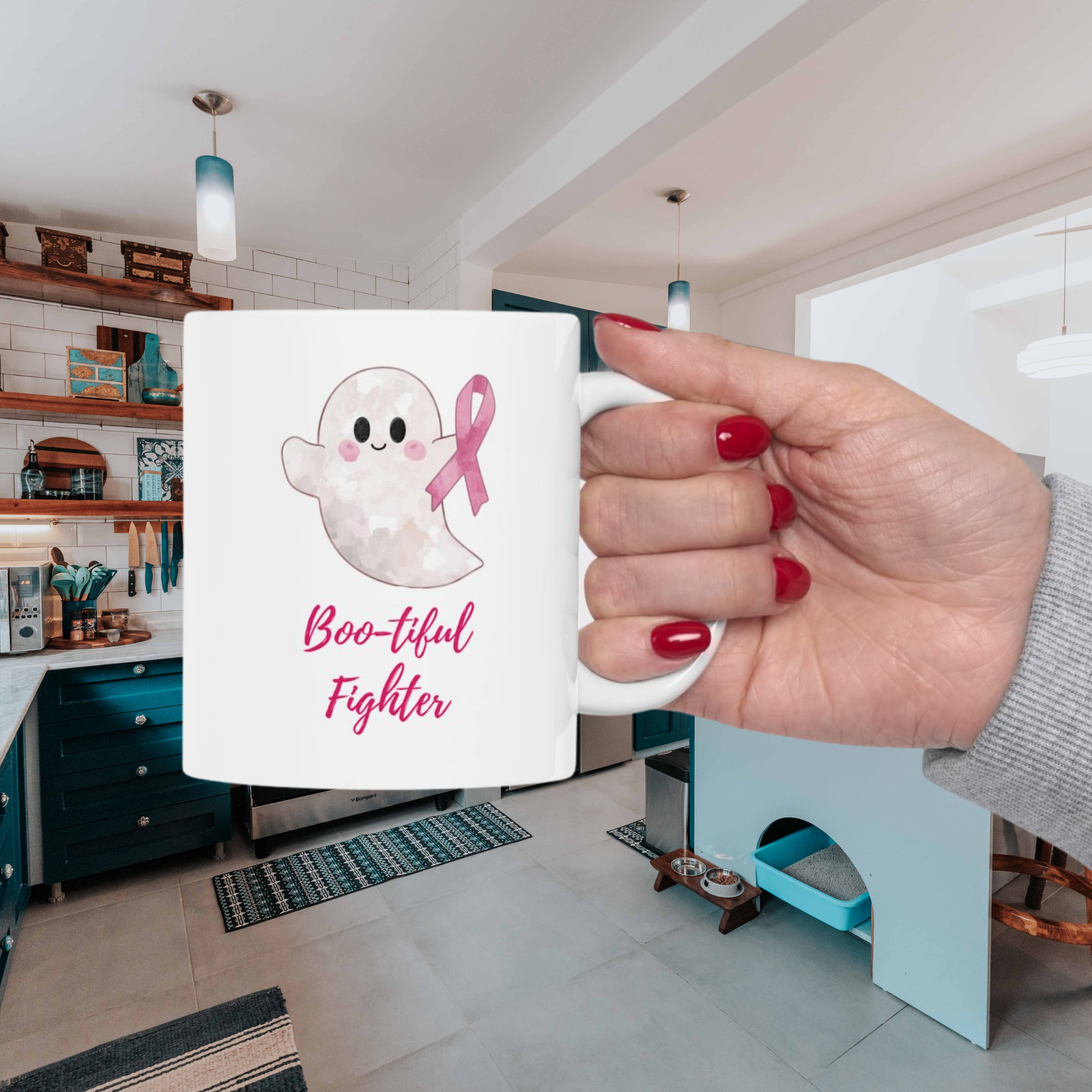Boo-tiful Fighter Ghost Mug | Breast Cancer Awareness Gift | Cute Pink Ribbon Coffee Cup | Halloween Supporter Ceramic Mug product thumbnail image Boo-tiful Fighter Ghost Mug | Breast Cancer Awareness Gift | Cute Pink Ribbon Coffee Cup | Halloween Supporter Ceramic Mug product thumbnail image