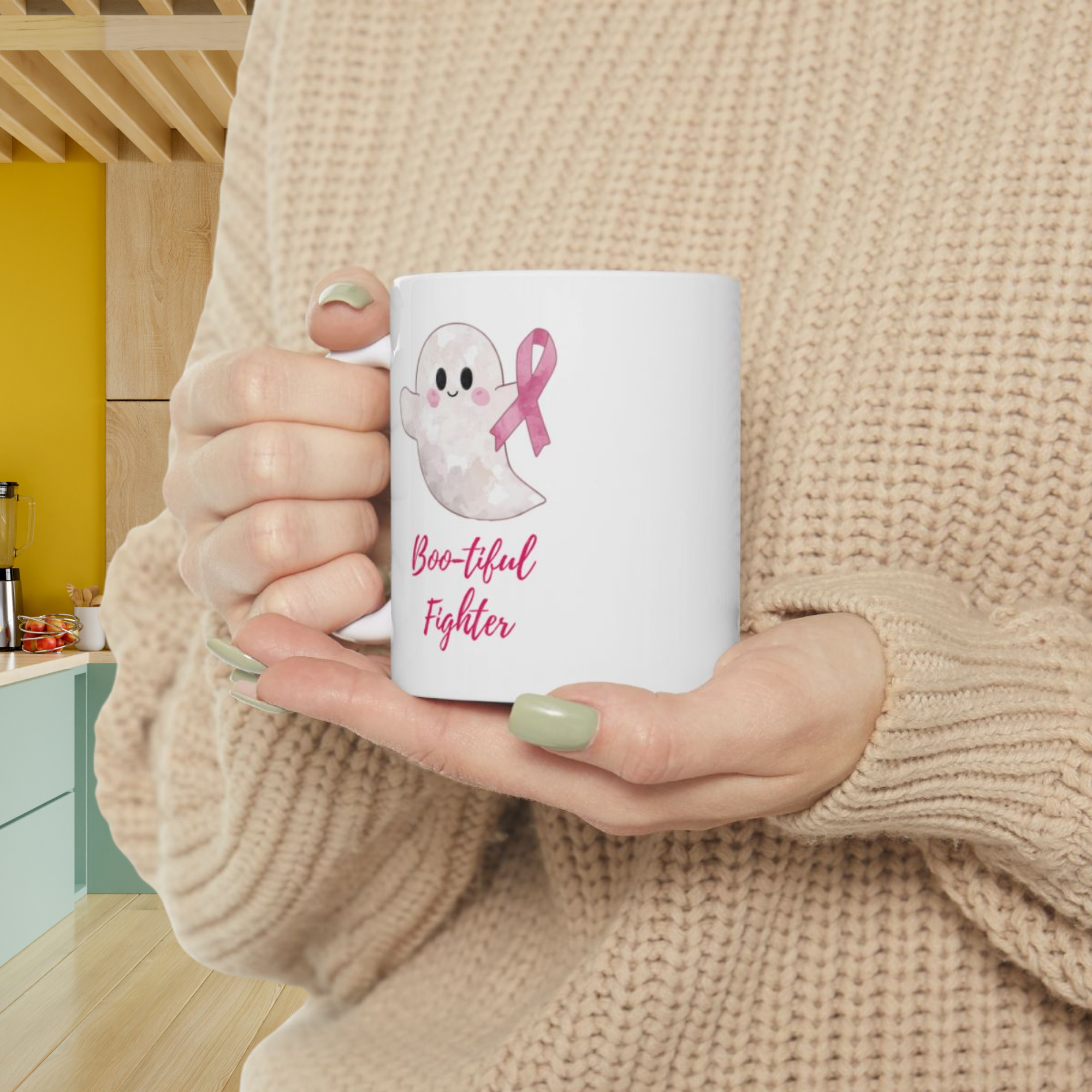 Boo-tiful Fighter Ghost Mug | Breast Cancer Awareness Gift | Cute Pink Ribbon Coffee Cup | Halloween Supporter Ceramic Mug product thumbnail image Boo-tiful Fighter Ghost Mug | Breast Cancer Awareness Gift | Cute Pink Ribbon Coffee Cup | Halloween Supporter Ceramic Mug product thumbnail image