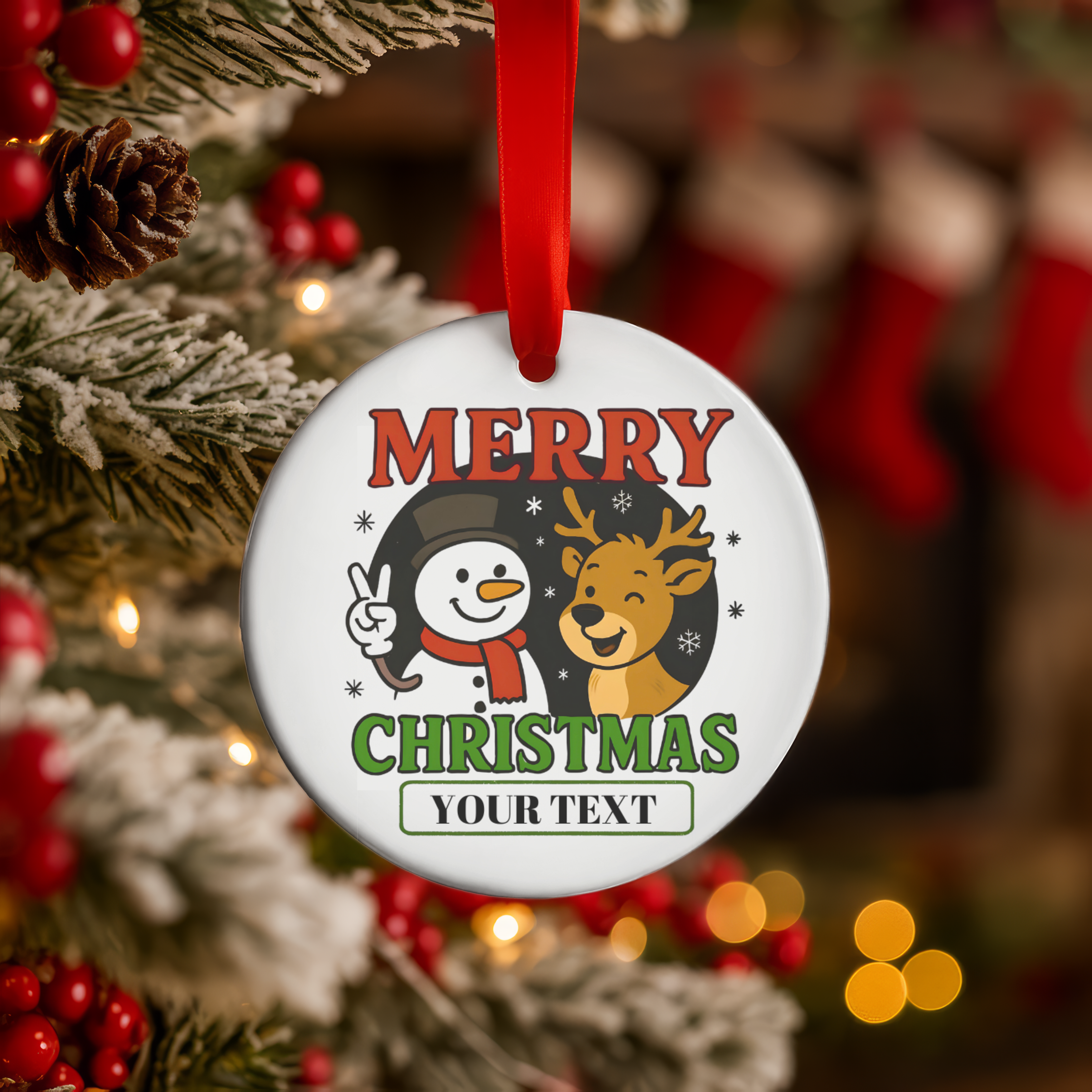 Merry Christmas Ceramic Ornament, Holiday Decor, Personalized Xmas Gift, Tree Accessories, Festive Home Decoration, Winter Keepsake Merry Christmas Ceramic Ornament, Holiday Decor, Personalized Xmas Gift, Tree Accessories, Festive Home Decoration, Winter Keepsake