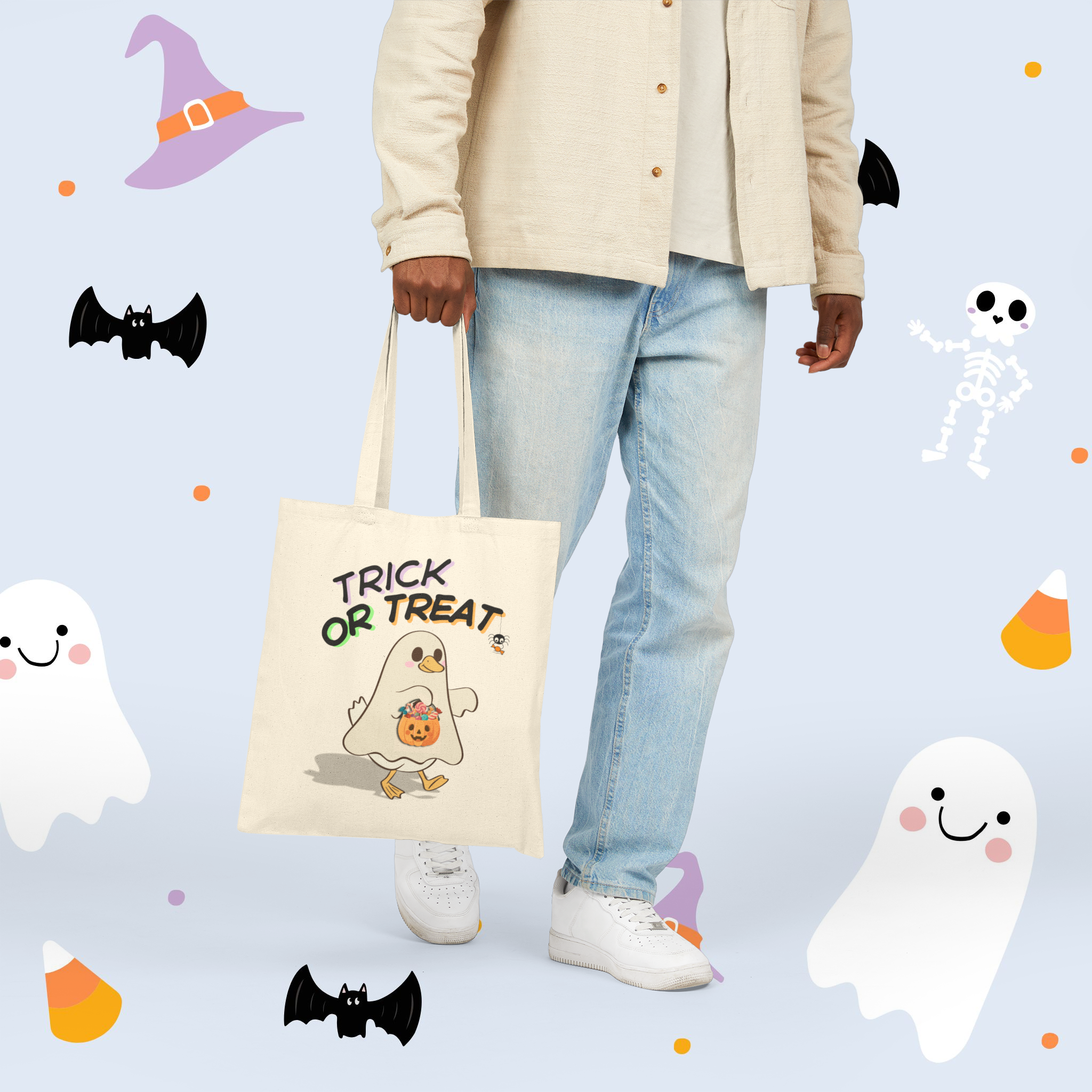 Funny Goose Ghost Halloween Tote Bag – Unique Trick or Treat Bag  product thumbnail image