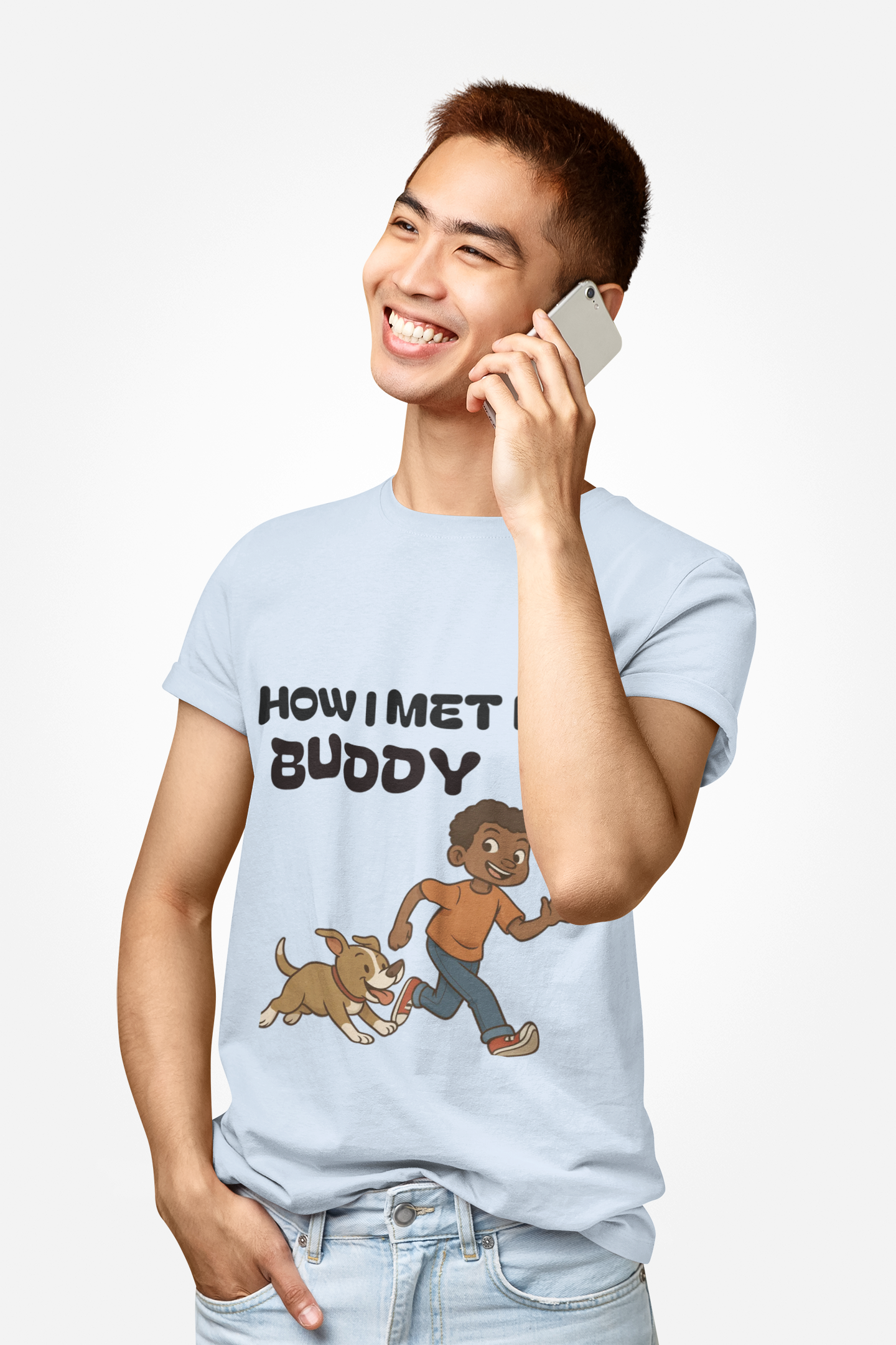 Kids Tee Shirt- How I Met My Buddy, Fun Kids T-Shirt, Dog Lover Tee, Gift for Kids, Cute Animal Shirt product thumbnail image Kids Tee Shirt- How I Met My Buddy, Fun Kids T-Shirt, Dog Lover Tee, Gift for Kids, Cute Animal Shirt product thumbnail image