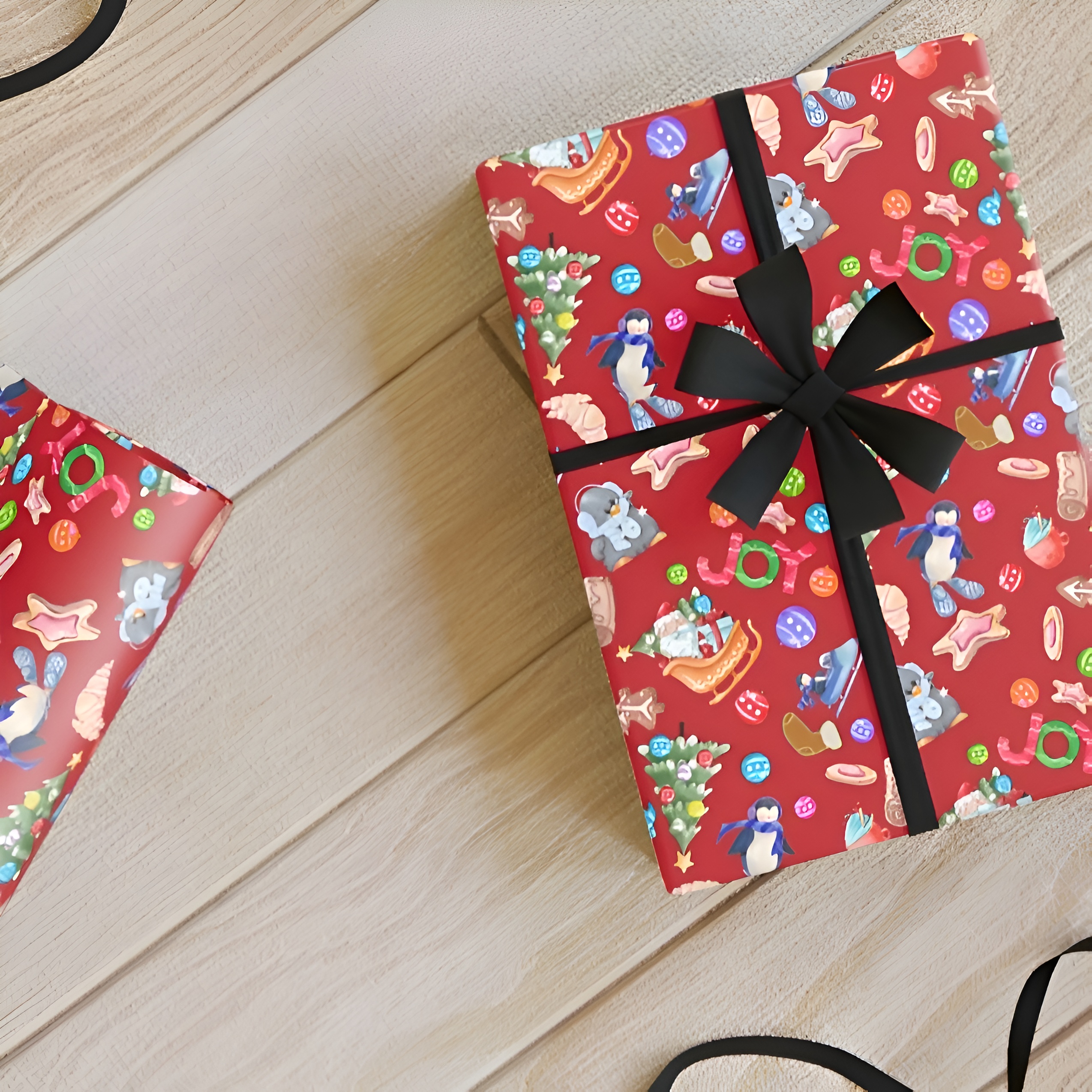 Christmas Penguin Joy Paper Roll (red) - Christmas Theme, Eco-friendly, Gift Wrap, Seasonal Décor, Party Supplies, Santa & Grinch Design Christmas Penguin Joy Paper Roll (red) - Christmas Theme, Eco-friendly, Gift Wrap, Seasonal Décor, Party Supplies, Santa & Grinch Design