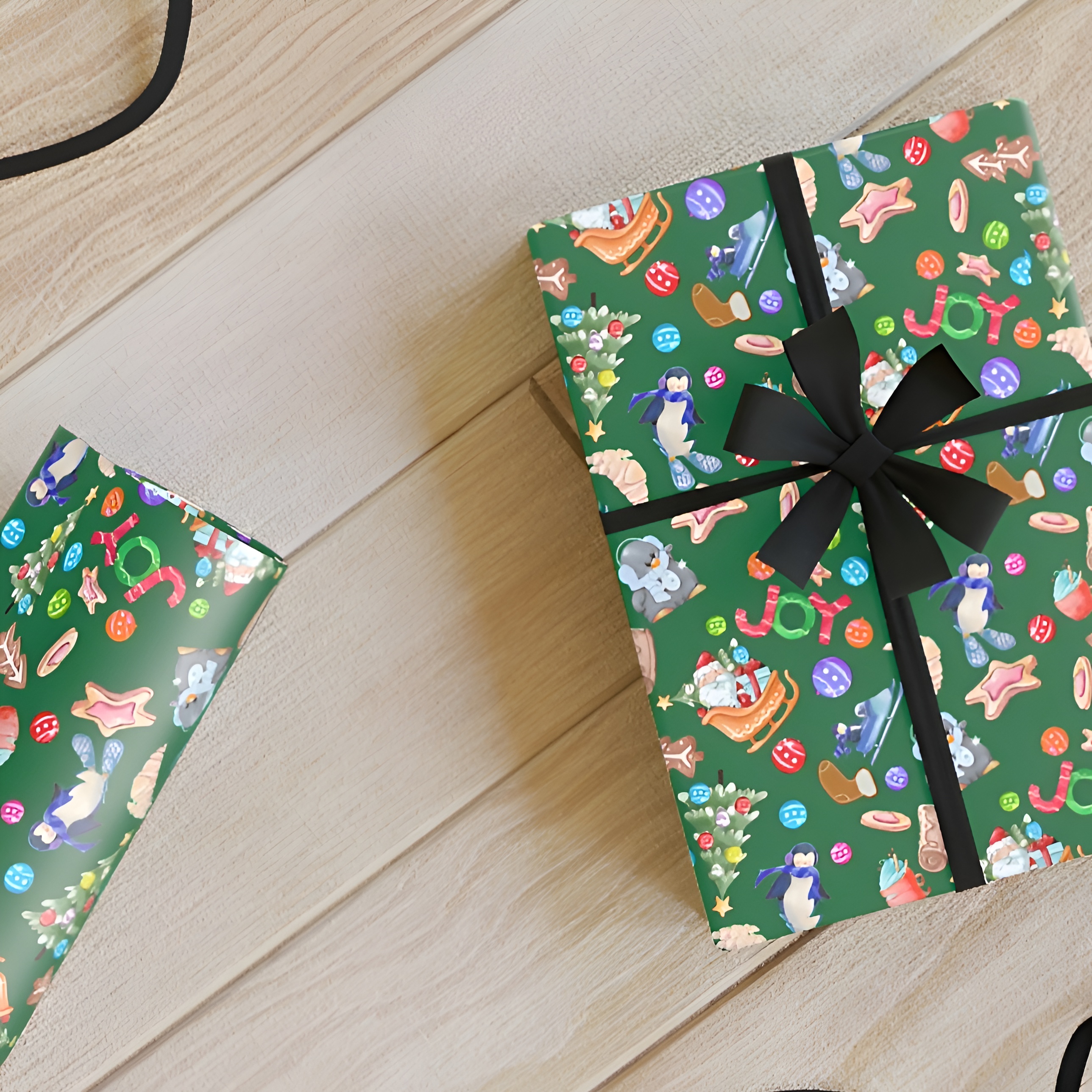 Christmas Penguin Joy Paper Roll (Green) - Christmas Theme, Eco-friendly, Gift Wrap, Seasonal Décor, Party Supplies, Santa & Grinch Design Christmas Penguin Joy Paper Roll (Green) - Christmas Theme, Eco-friendly, Gift Wrap, Seasonal Décor, Party Supplies, Santa & Grinch Design